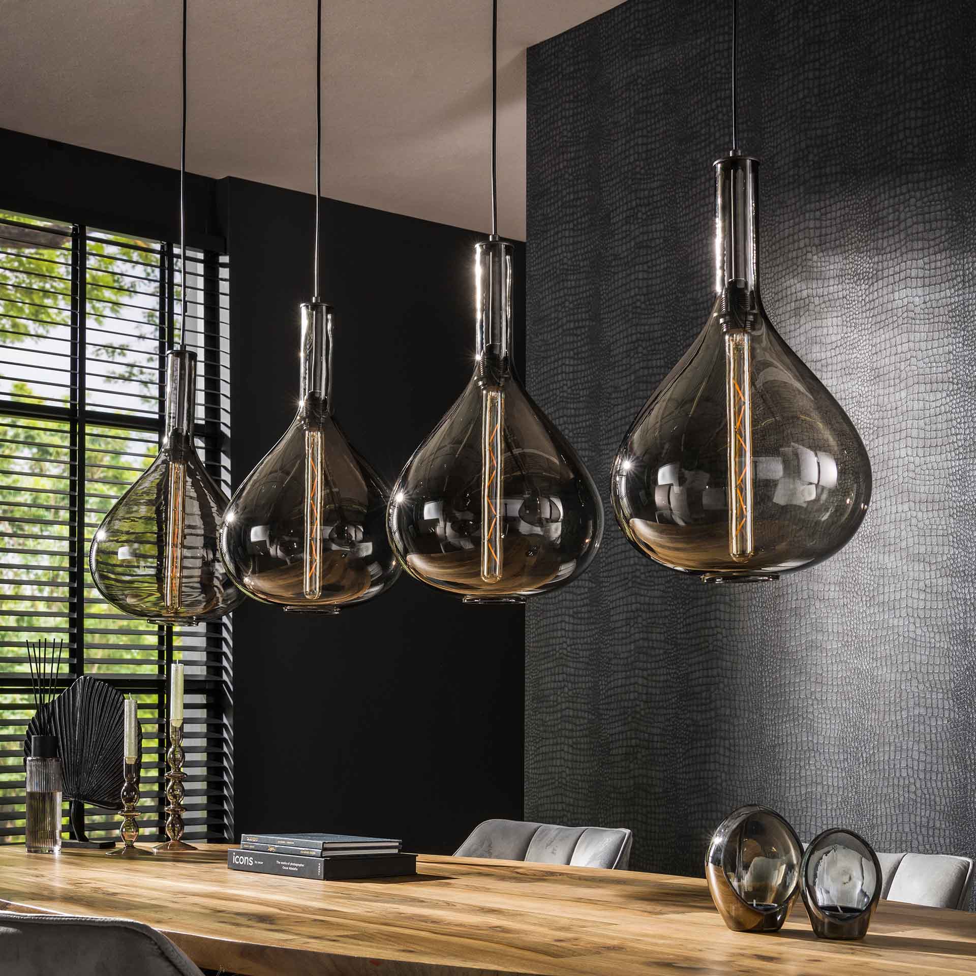 Hanglamp Breck - 4-lichts - Smoke - Glas
