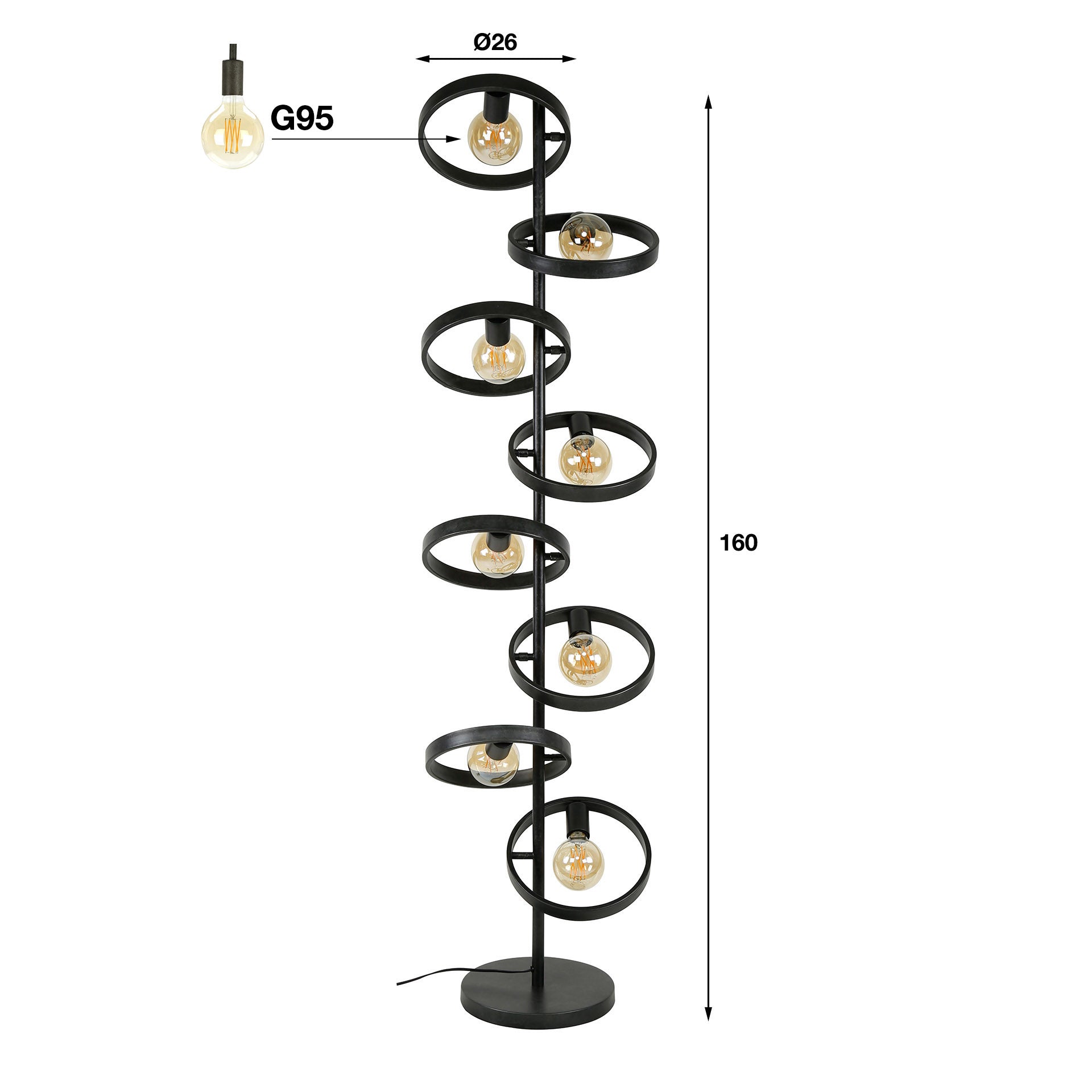 Vloerlamp Faye - Antraciet - Metaal