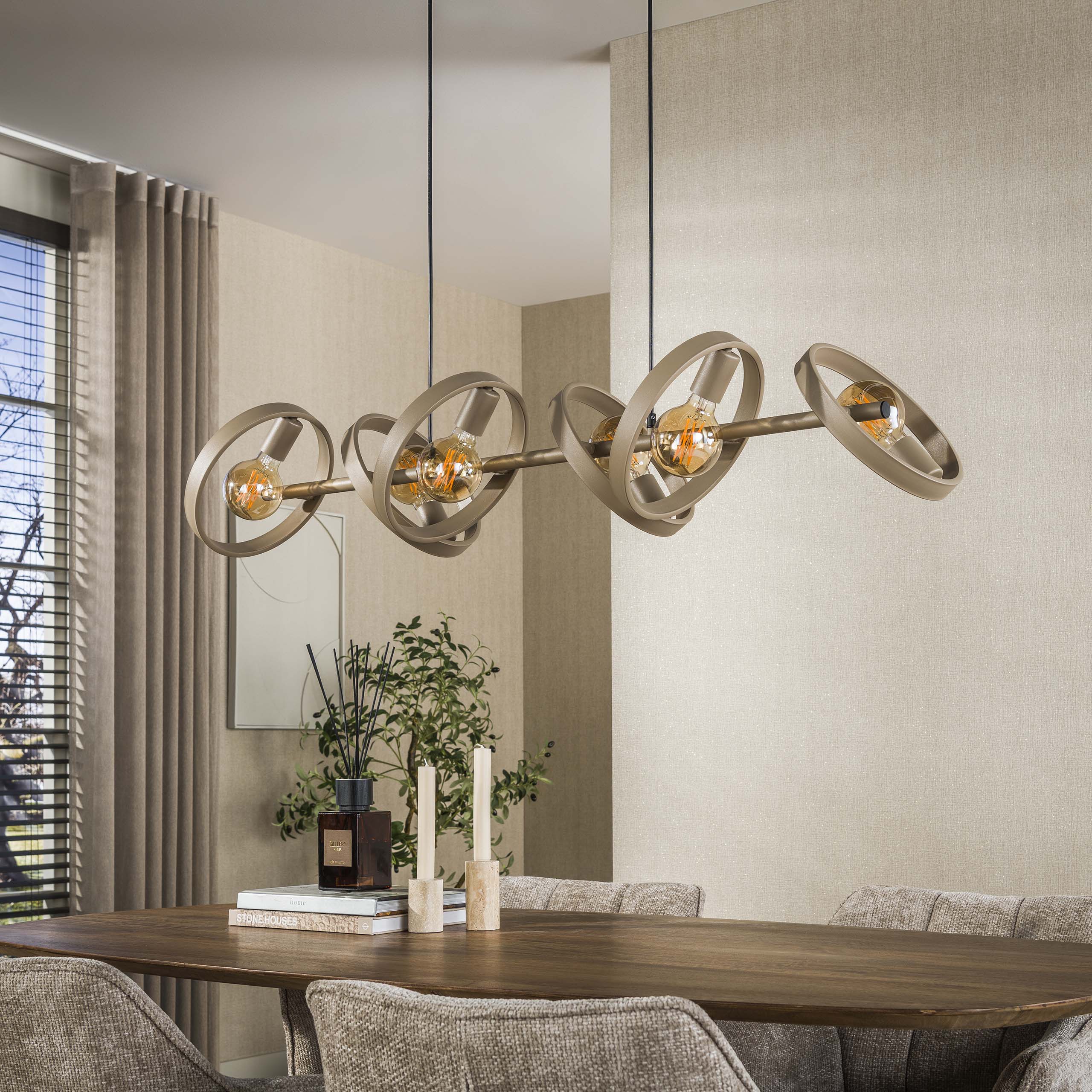 Hanglamp Amara - 6-lichts - Beige - Metaal