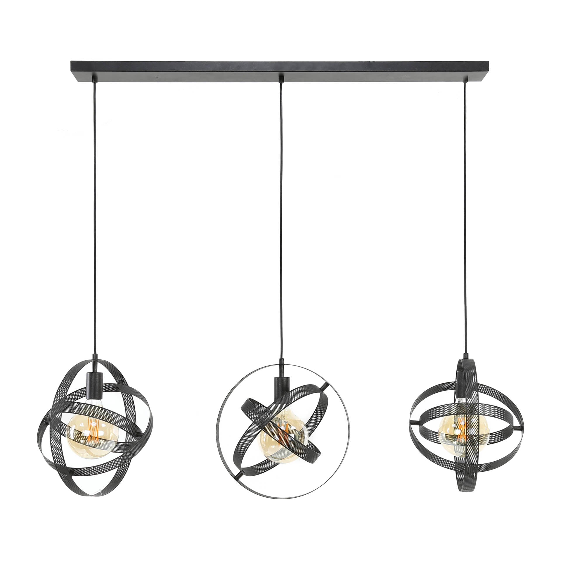 Hanglamp Iver - 3-lichts - Zwart - Mesh