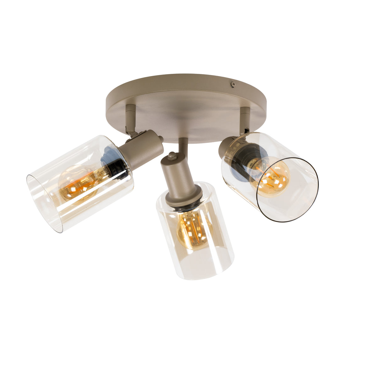 Plafondlamp Jaco - 3-lichts - Rond - Beige - Amberglas