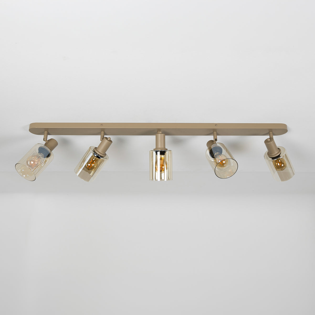 Plafondlamp Jaco - 5-lichts - Beige - Amberglas