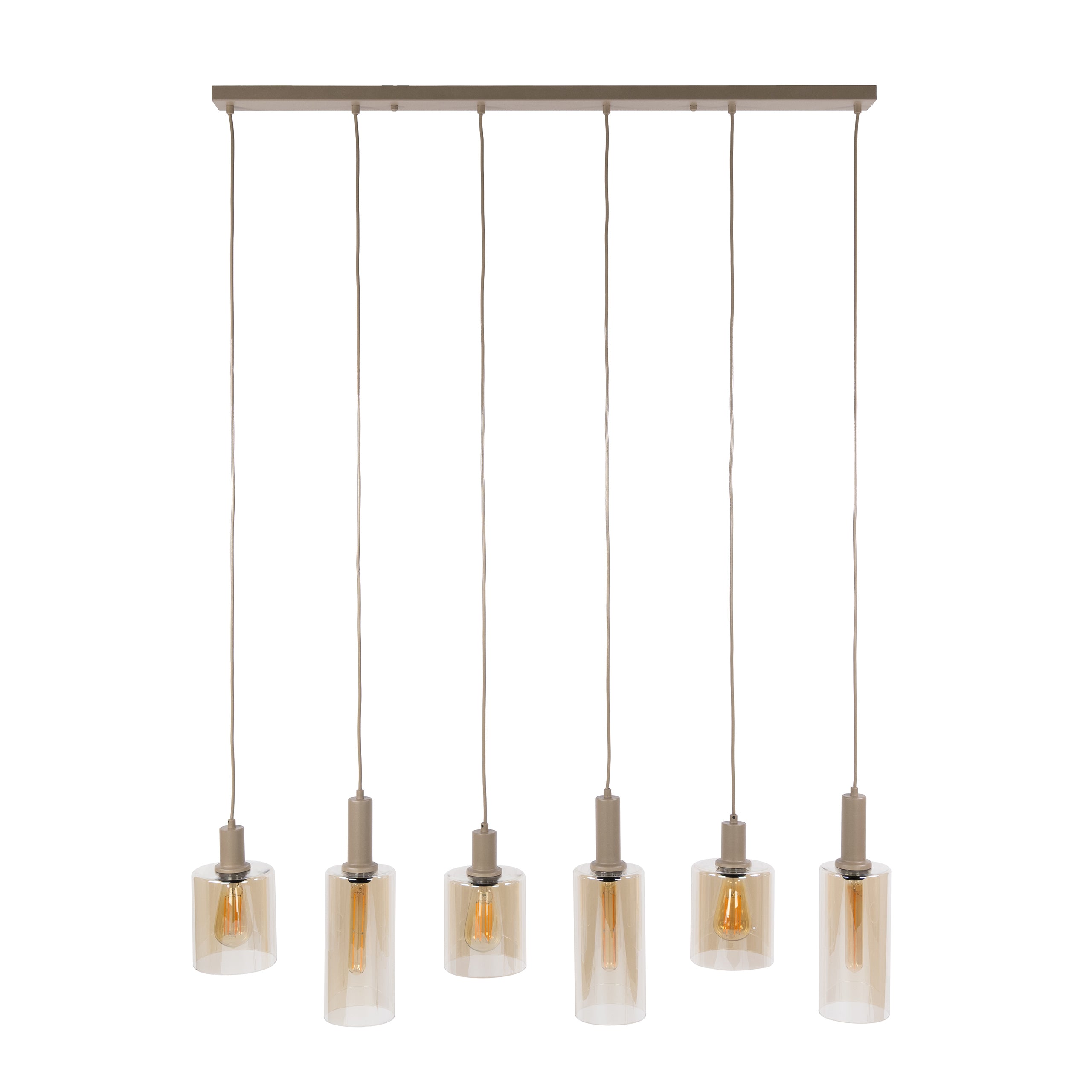 Hanglamp Lucaro - 6-lichts - Beige - Amberglas