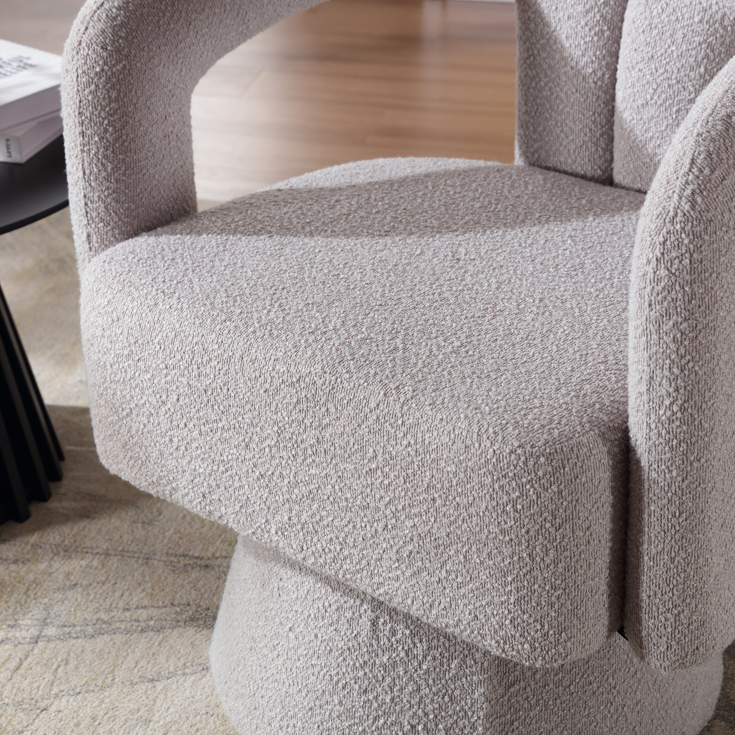 Fauteuil Nivaro - Grijs - Draaibaar - Bouclé - Teddystof