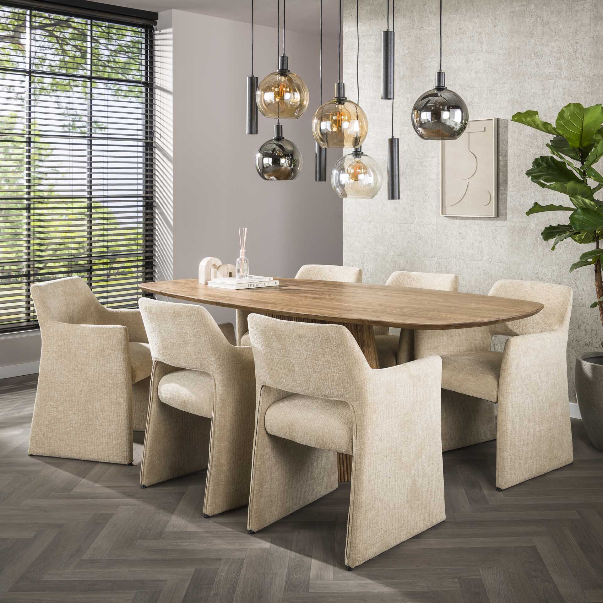 Eetkamerstoel Dorelle Beige Jaroq Stof Meubelista Dinersetting