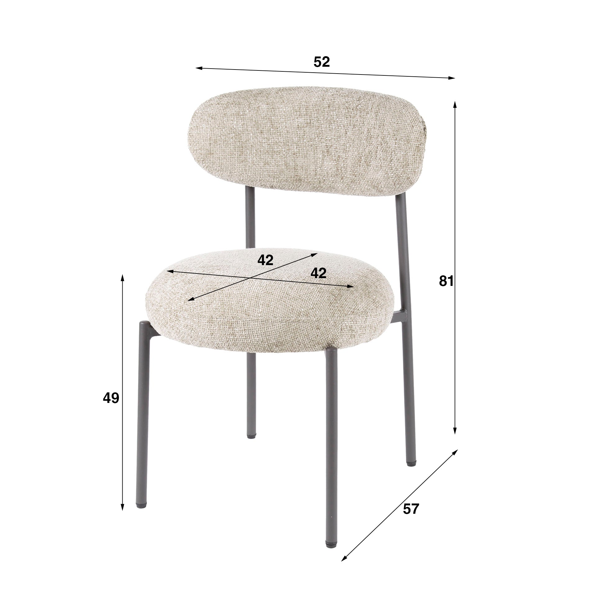 Eetkamerstoel Eluni Beige Renegade Stof Sfeerfoto Afmetingen