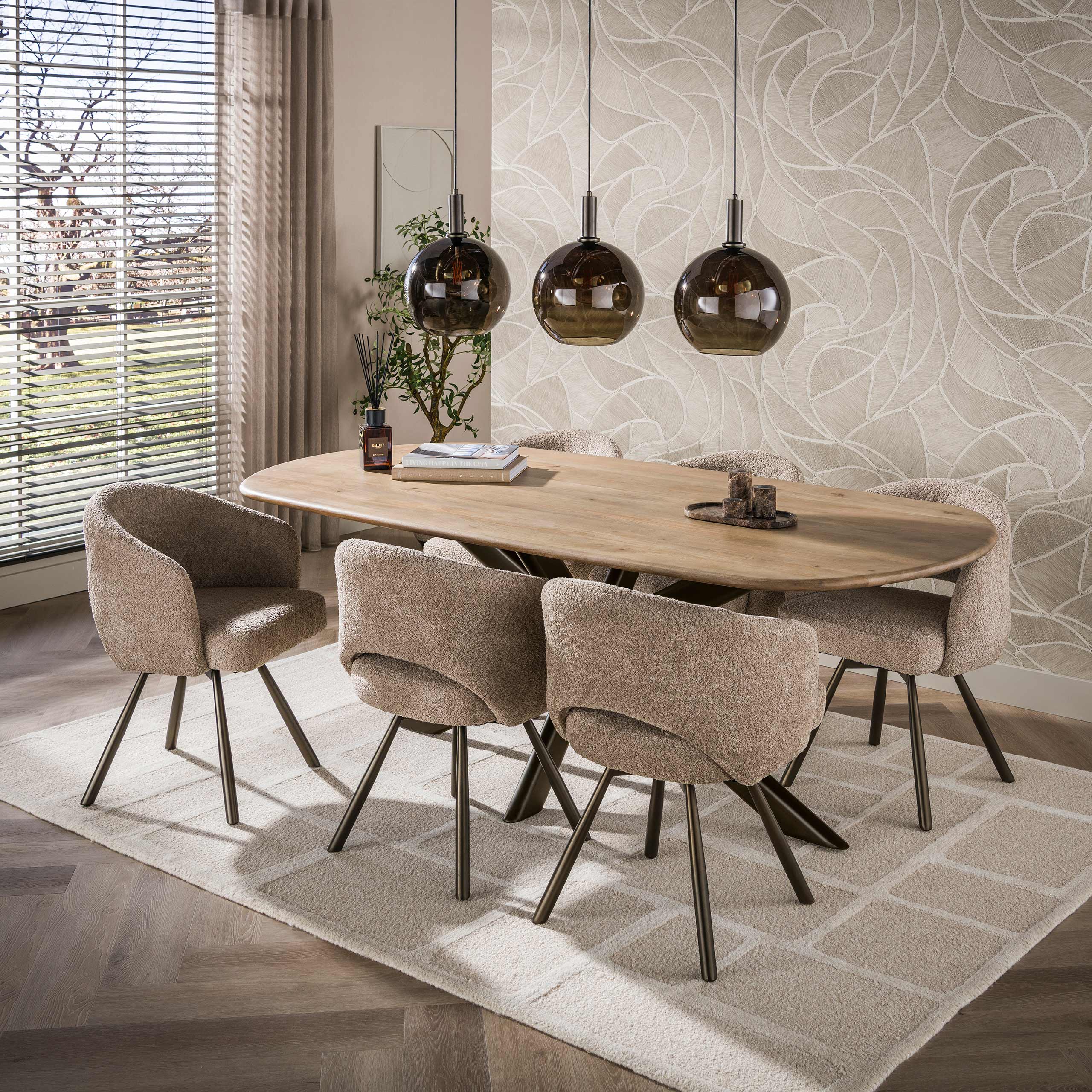 Eettafel Cavaro Bruin Mangohout 215 cm Deens Ovaal Meubelista