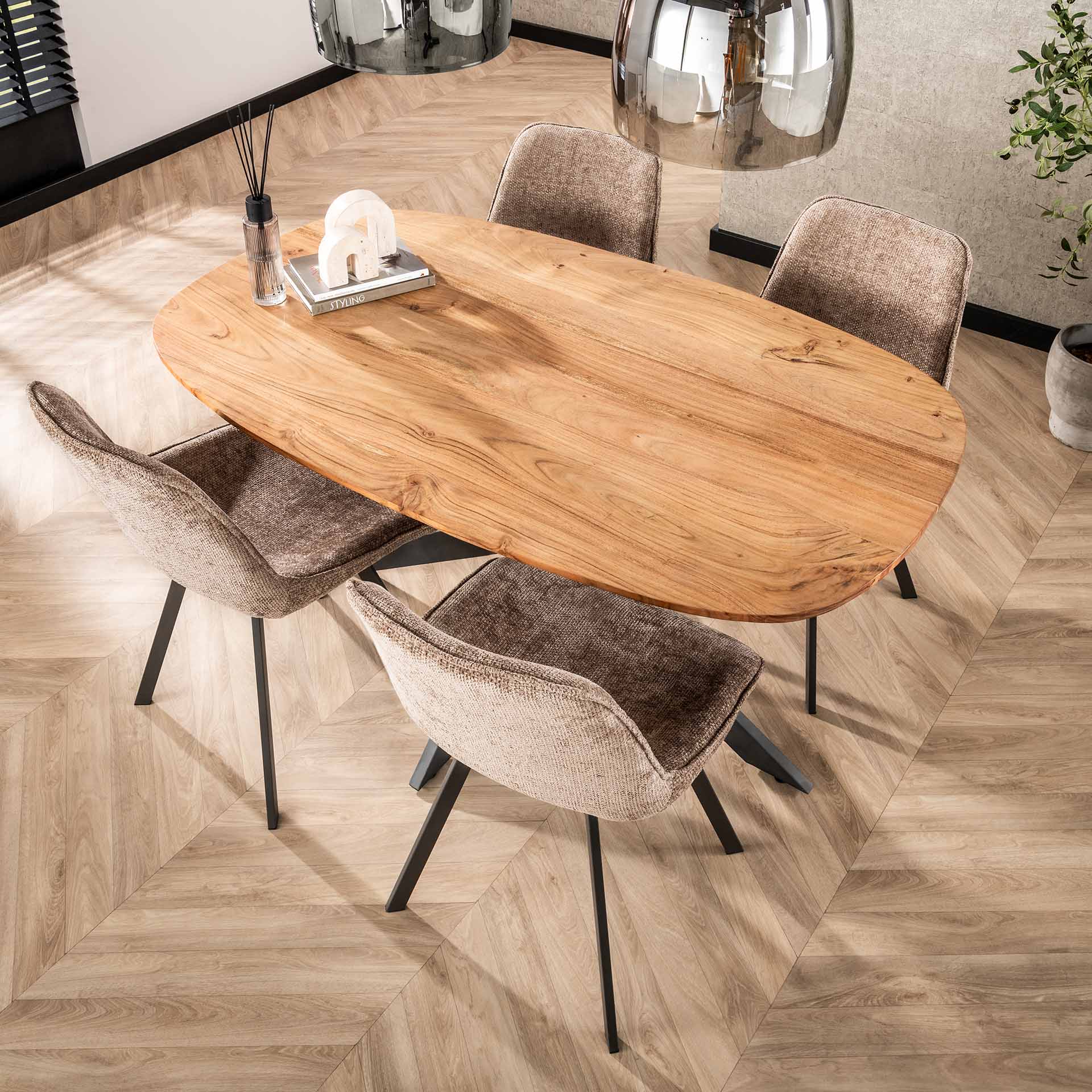 Eettafel Melody Deens Ovaal Acaciahout 150 cm Meubelista Vanaf Boven
