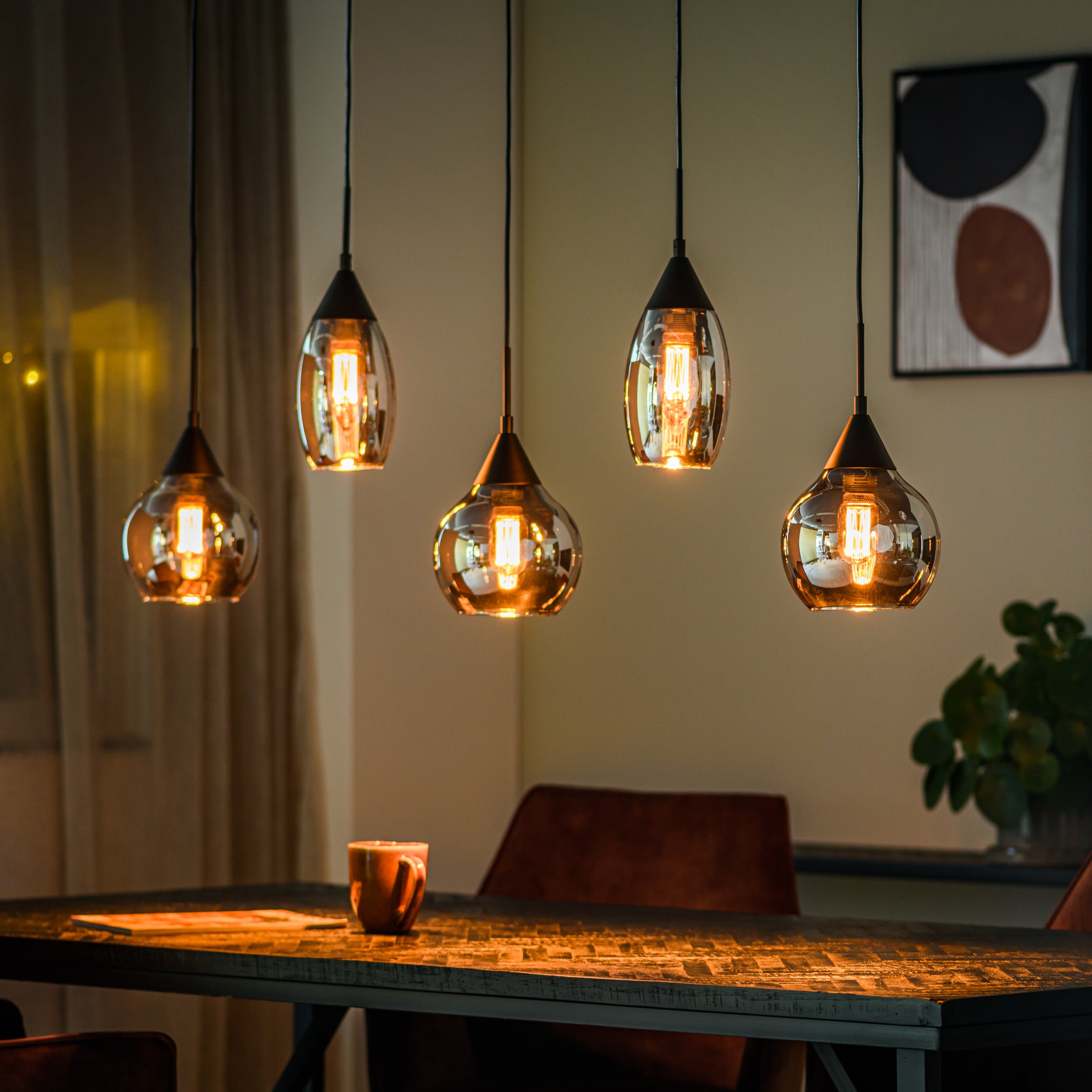 Hanglamp Astraeos 5-lichts Smoke Glas Meubelista Lifestyle Donker