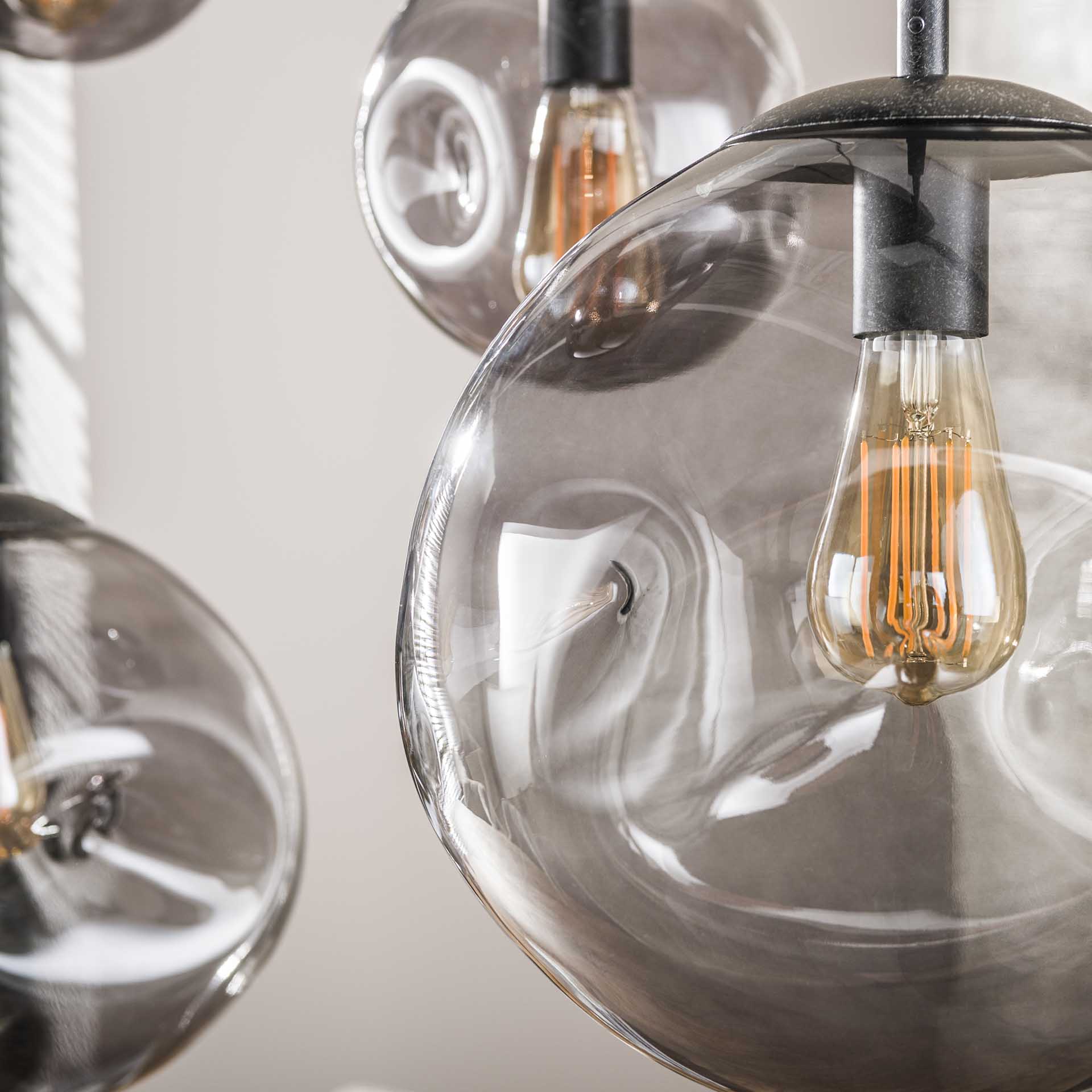 Hanglamp Celora 6-lichts Smoke Glazen Bollen Meubelista Detailfoto