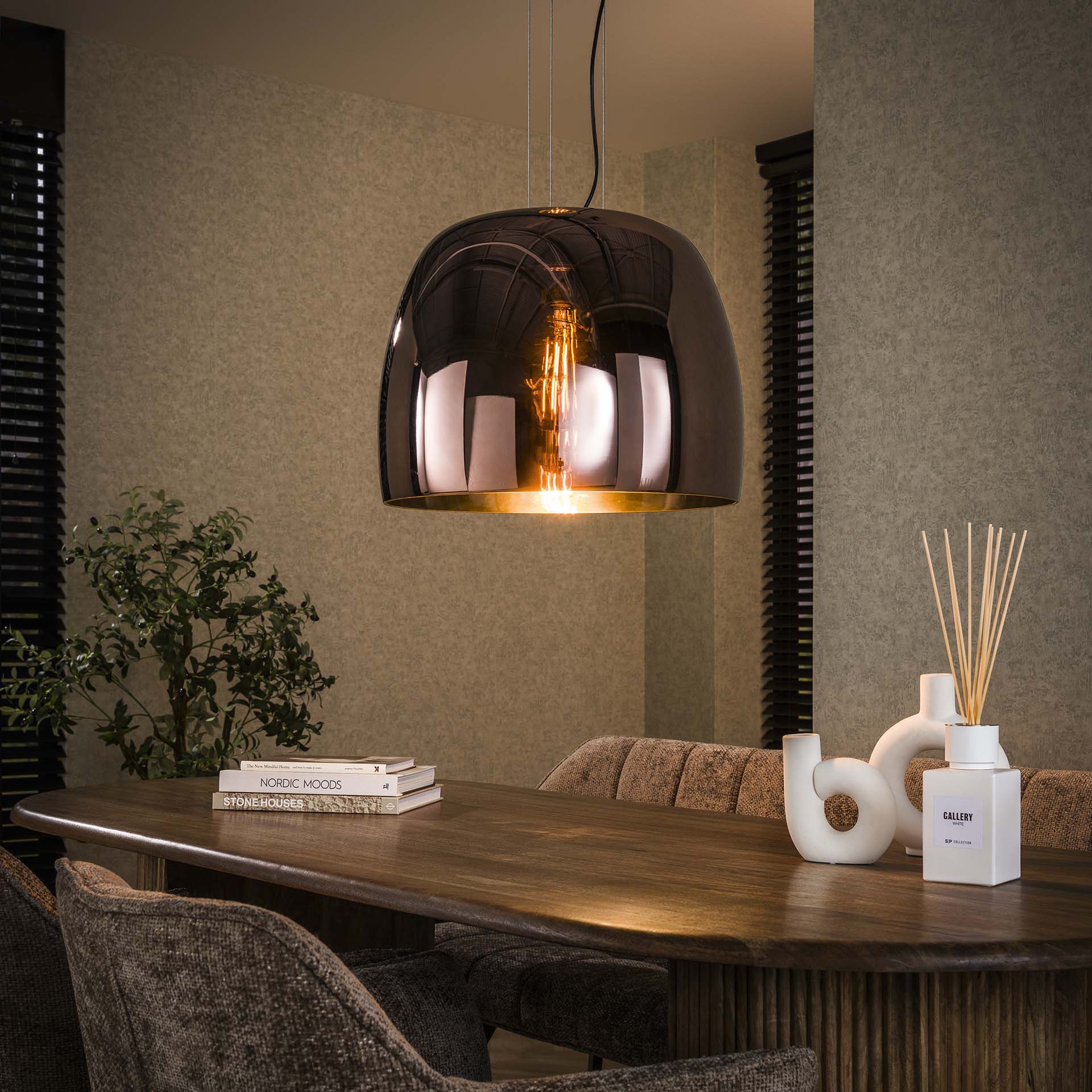 Hanglamp Lunaris XL 1-lichts Koper Glas Meubelista Lifestyle Licht