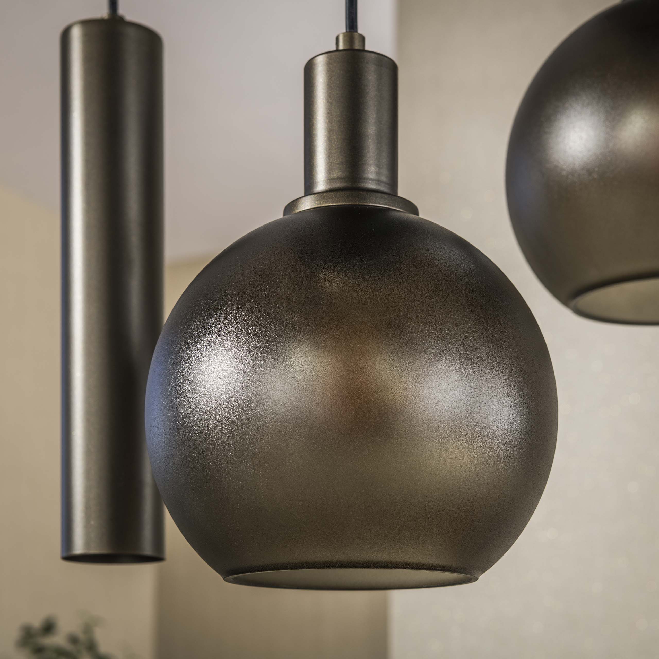 Hanglamp Luneo 5-lichts Brons Matglas Getrapt Met Spots Meubelista Detailfoto Licht