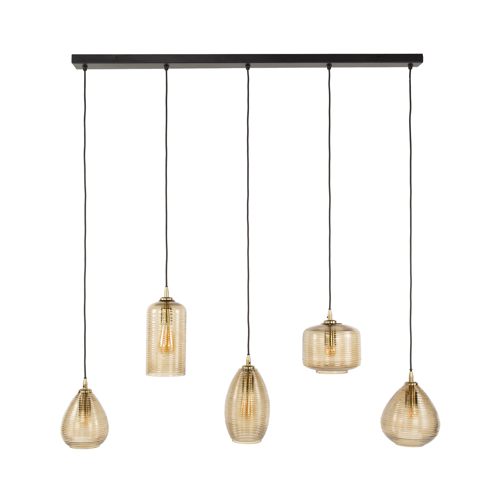 Hanglamp Norelle 5-lichts Amberkleurig Glas Meubelista Main
