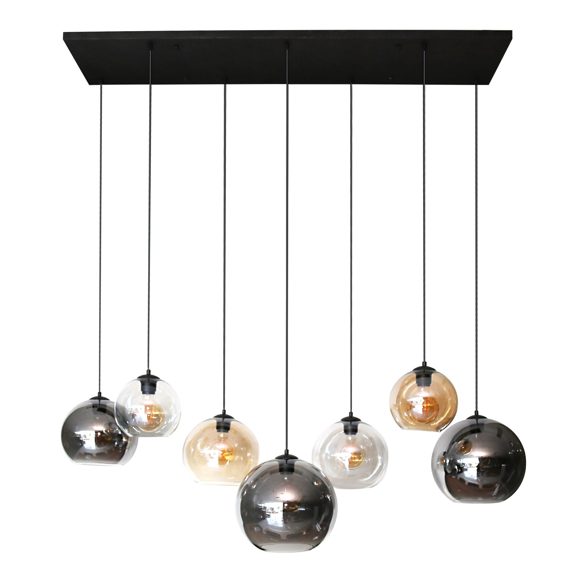 Hanglamp Trivano 7-lichts Amber Mix Glazen Bollen Meubelista Main