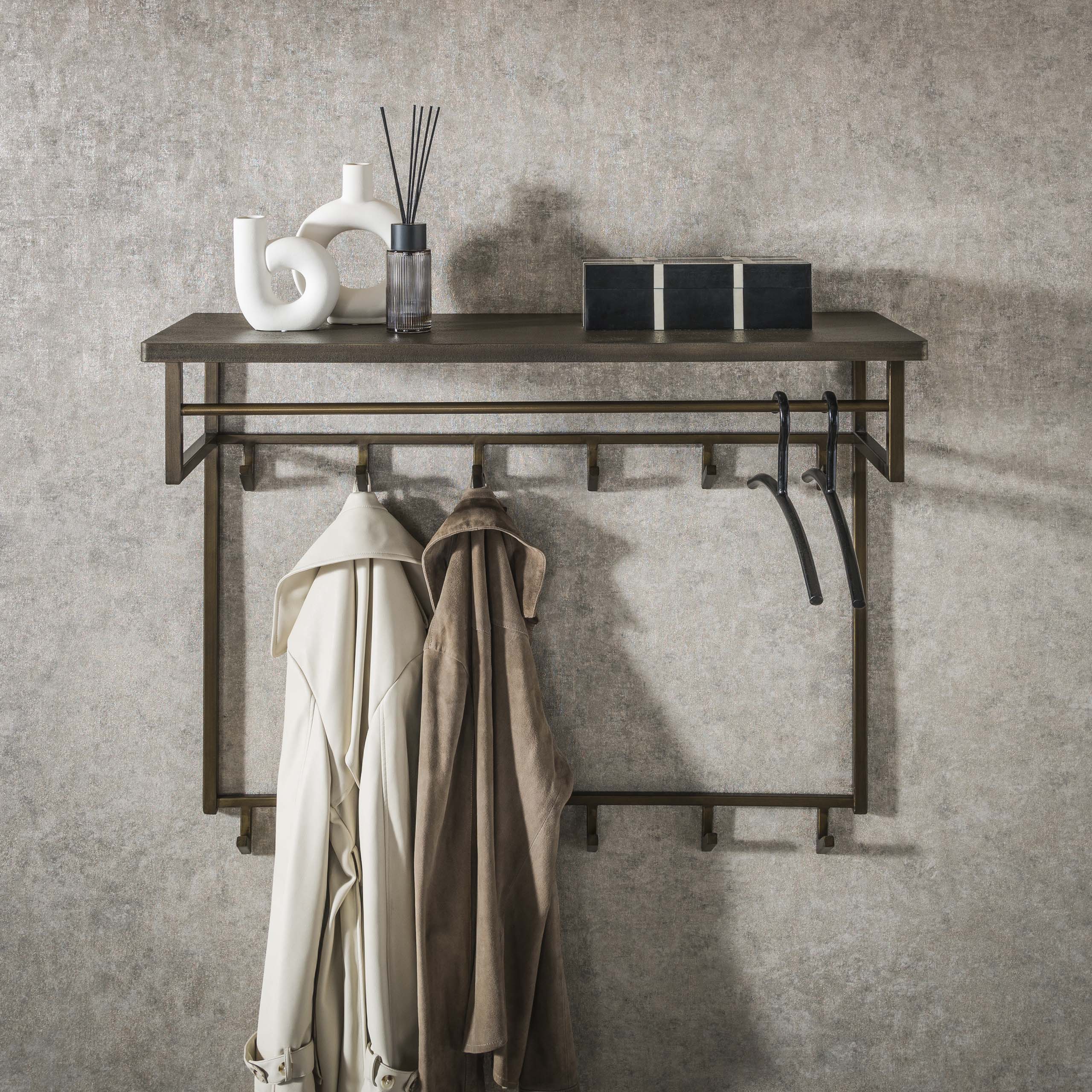 Kapstok Lucien Antiek Brons 12 haken 100 cm Meubelista