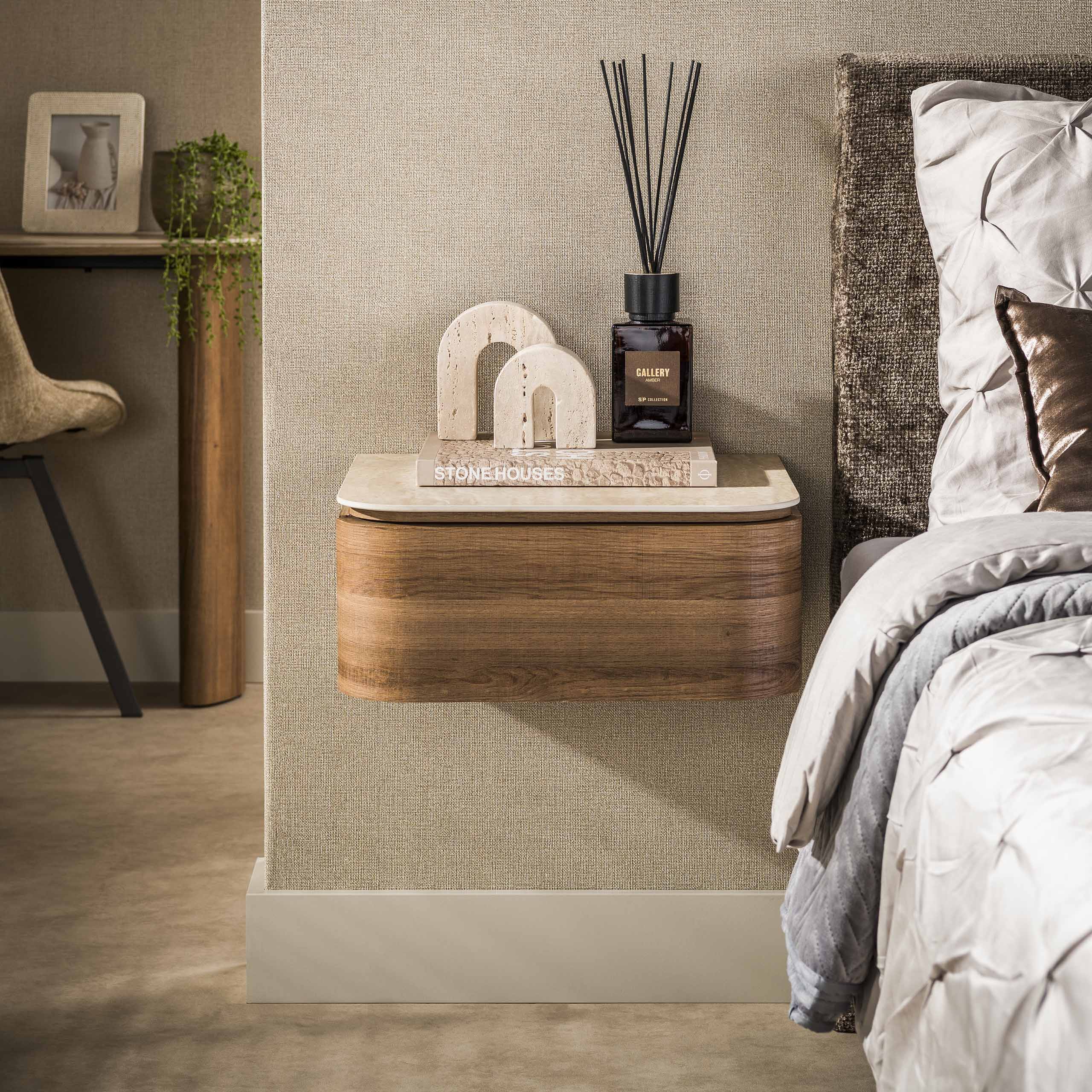 Nachtkastje Elvaro Keramisch Travertin Zwevend Meubelista