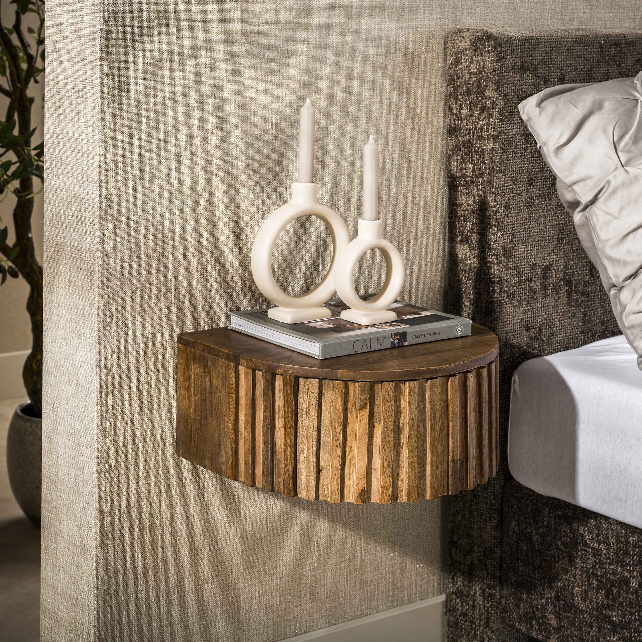 Nachtkastje Rivo Mangohout Zwevend Meubelista Zijaanzicht