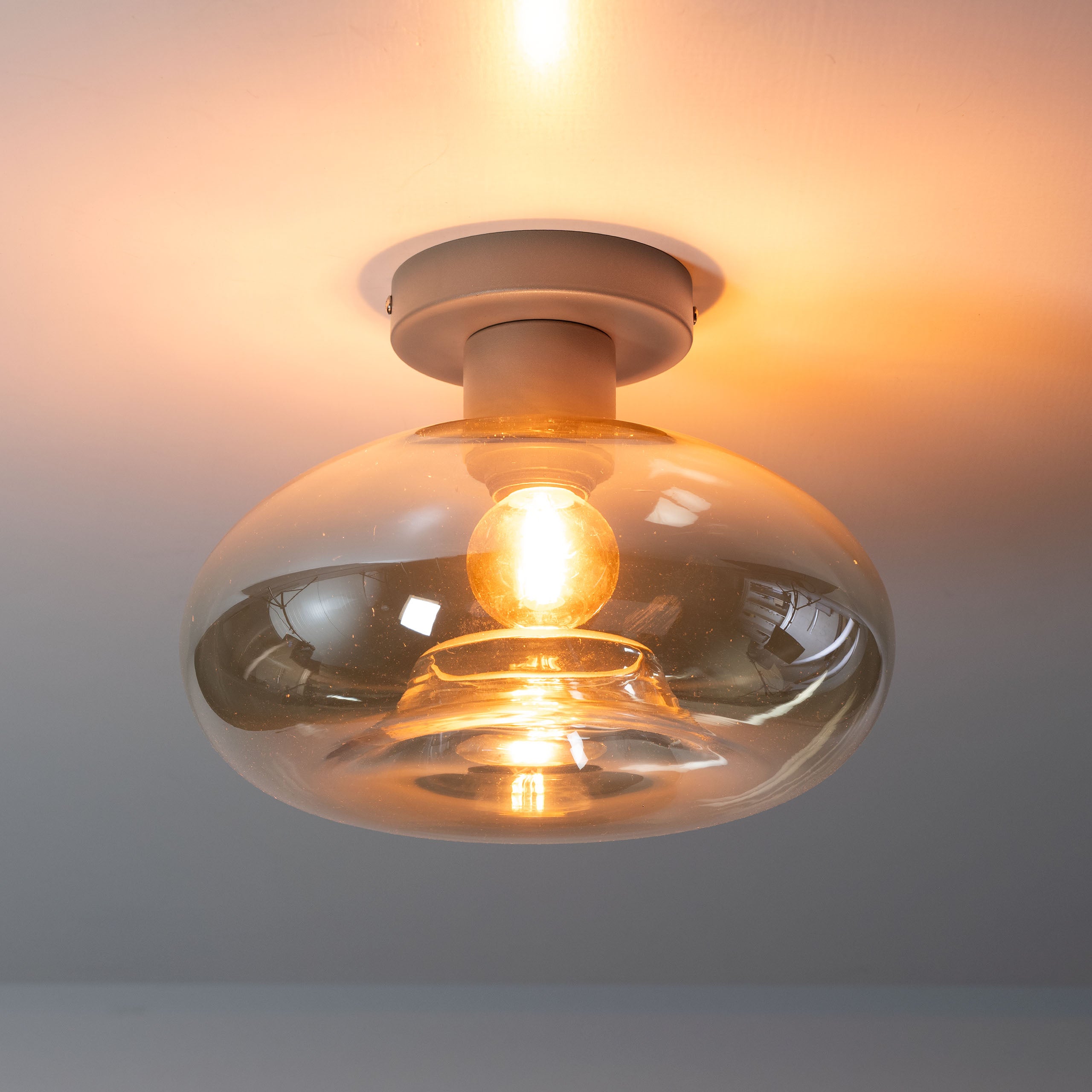 Plafondlamp Donut 1-lichts Beige Amberglas Meubelista