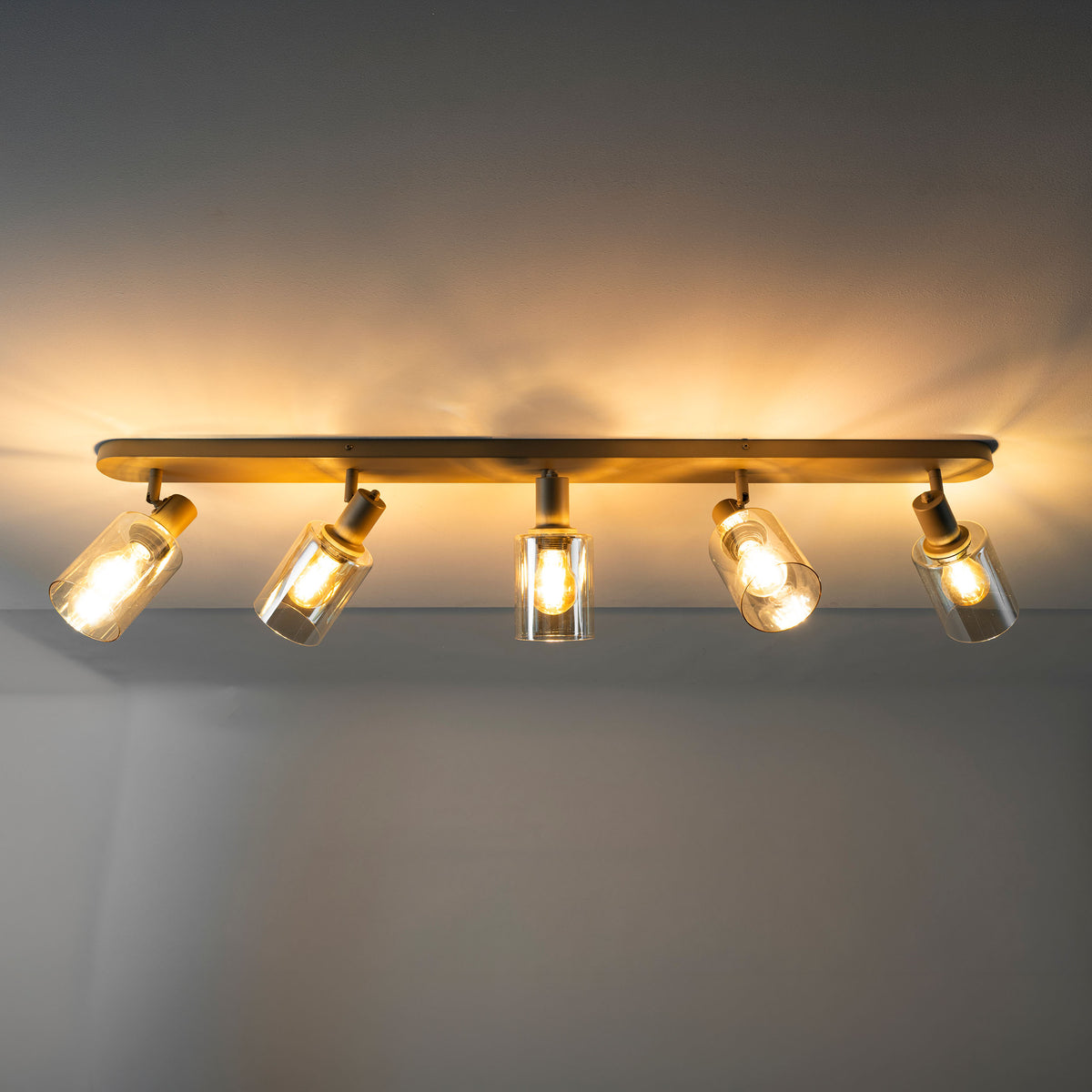 Plafondlamp Jaco 5-lichts Beige Amberglas Meubelista