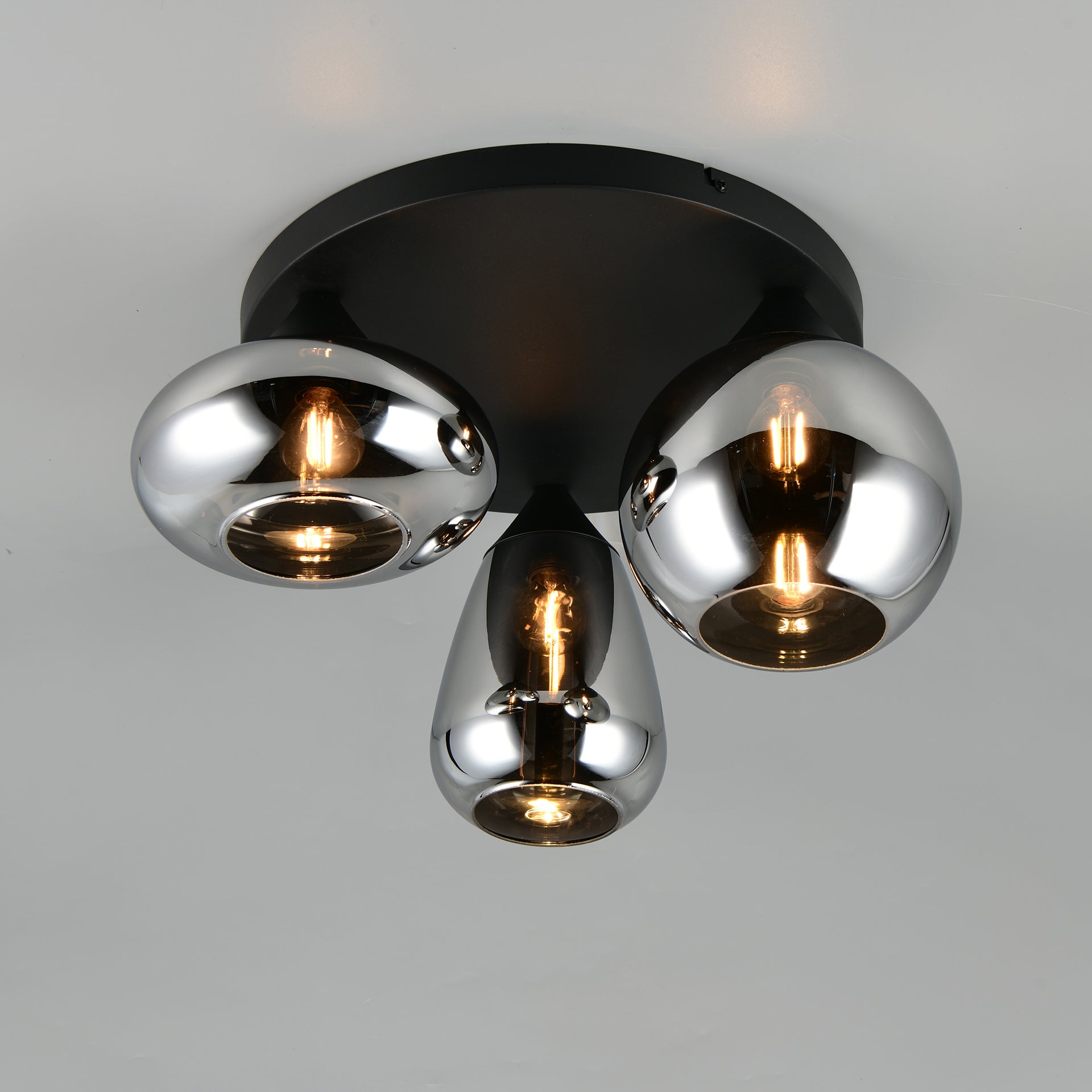 Plafondlamp Lunor 3-lichts Chroom Glas Meubelista Sfeerfoto Licht