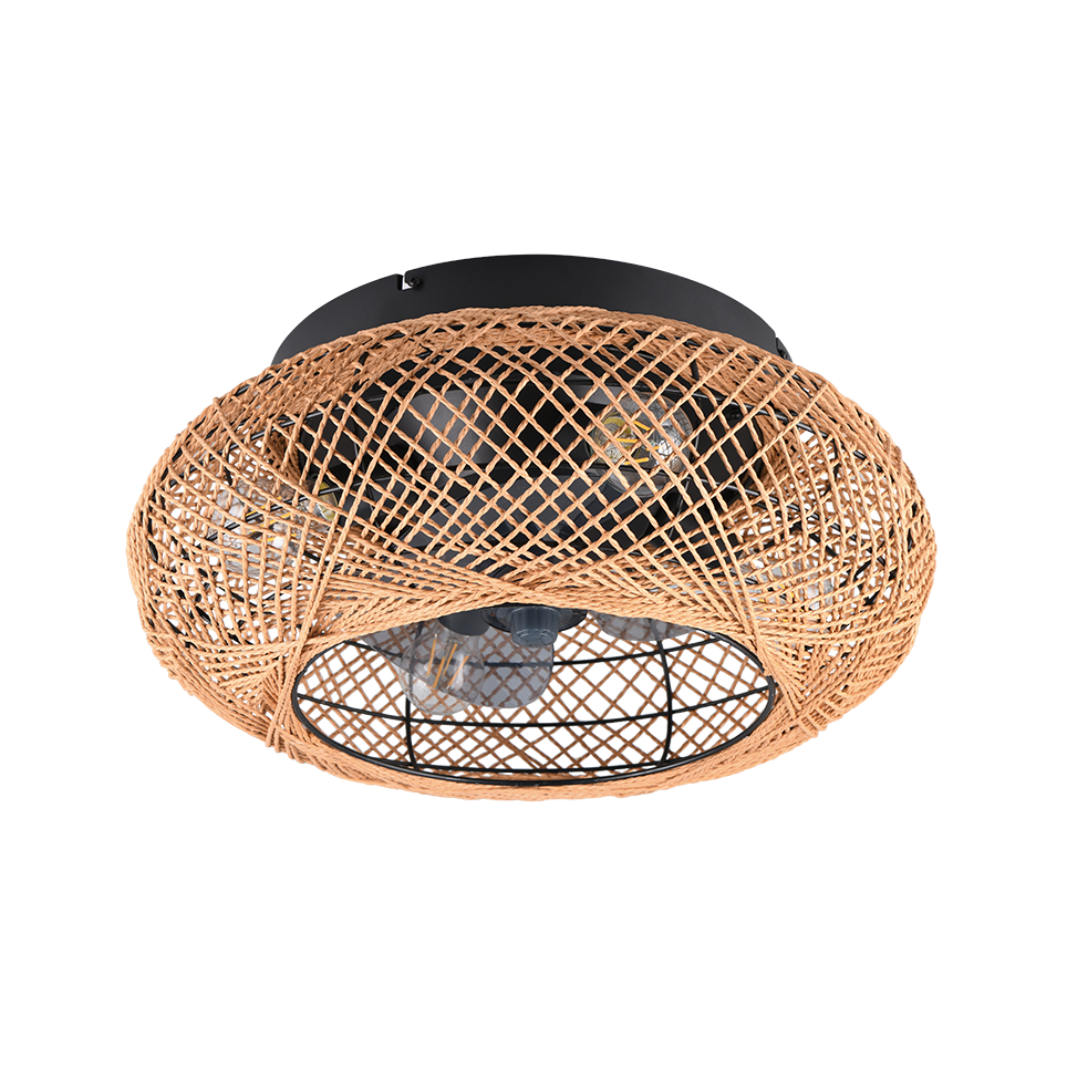 Plafondventilator Rotan - Met Lamp - Bruin