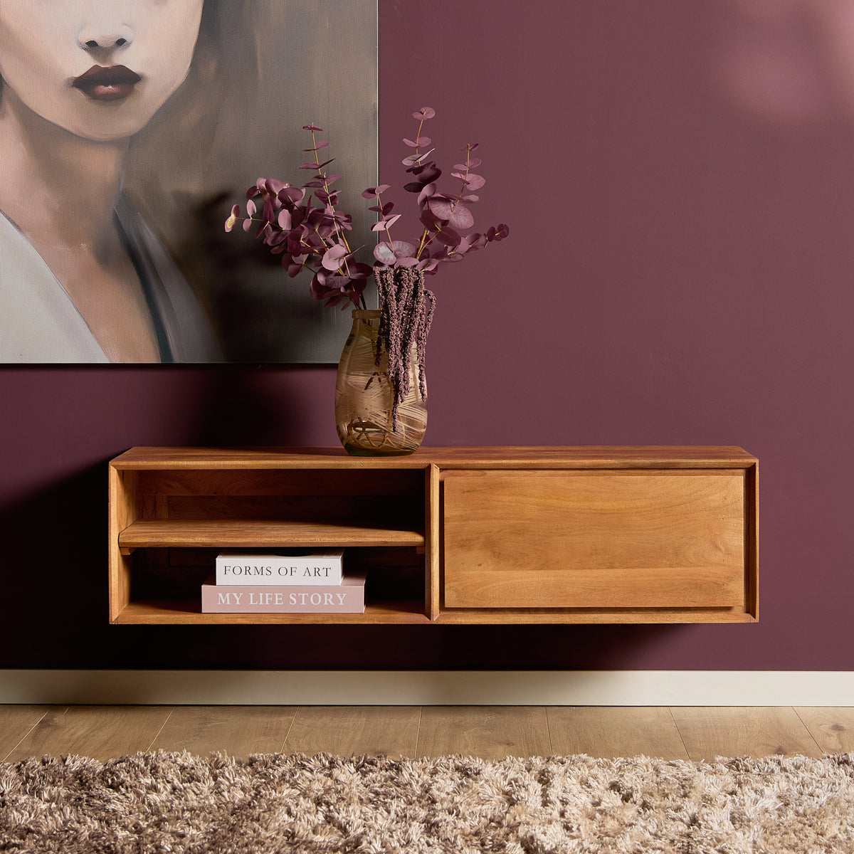 Zwevend TV-meubel Nivara - Naturel - 120 cm