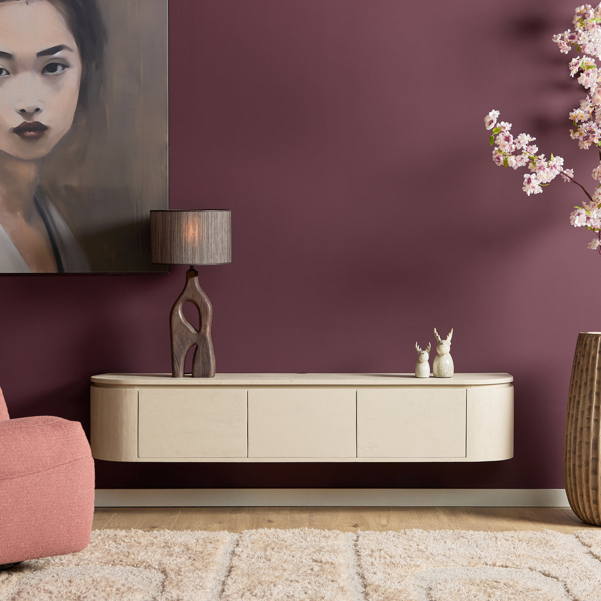 Zwevend TV-meubel Nivara - Naturel - 120 cm