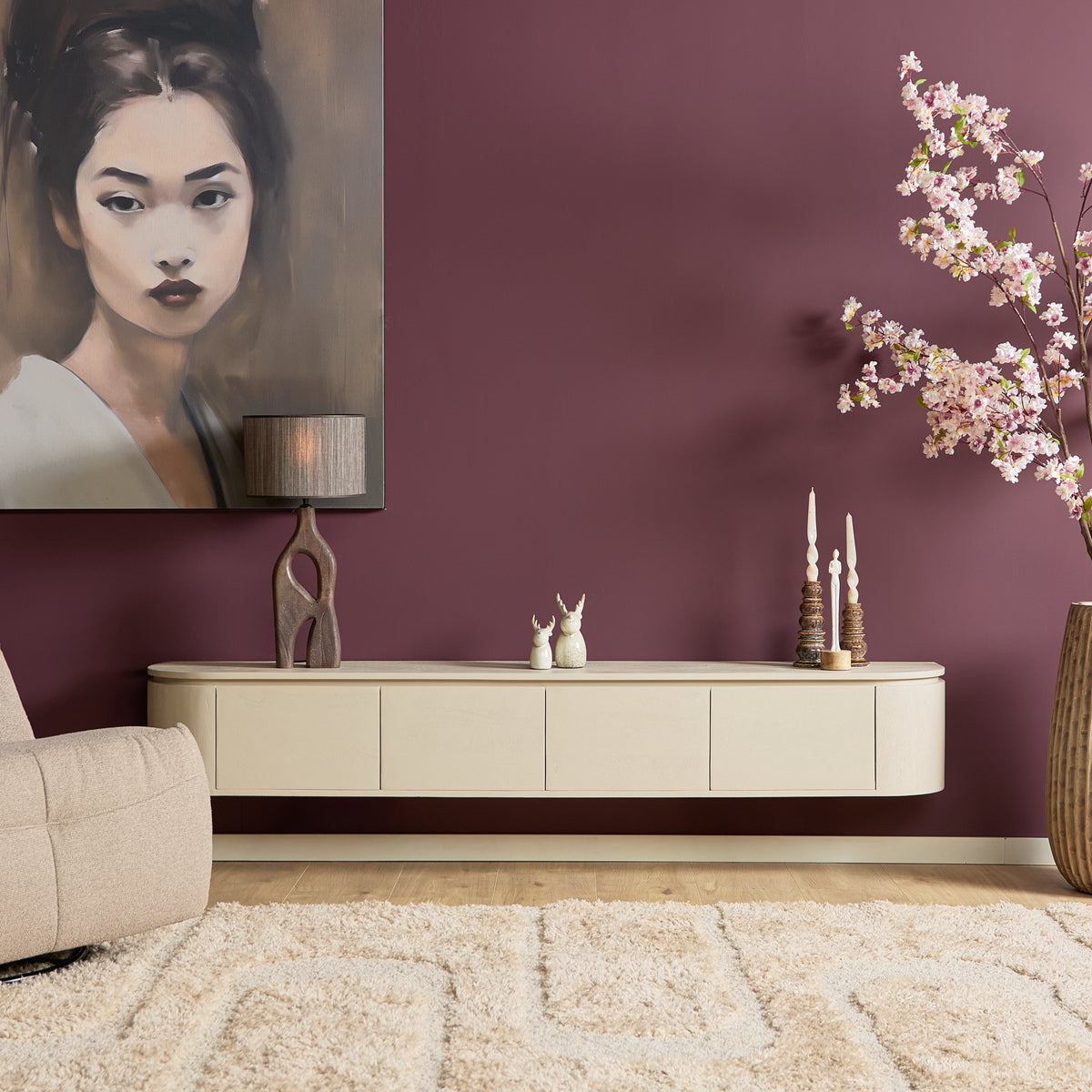 Zwevend TV-meubel Nivara - Naturel - 120 cm