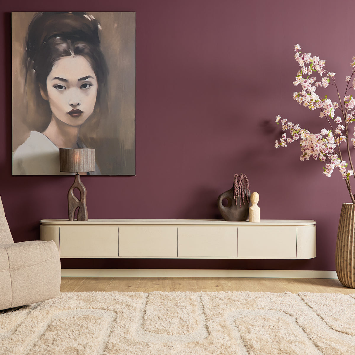 Zwevend TV-meubel Nivara - Naturel - 120 cm