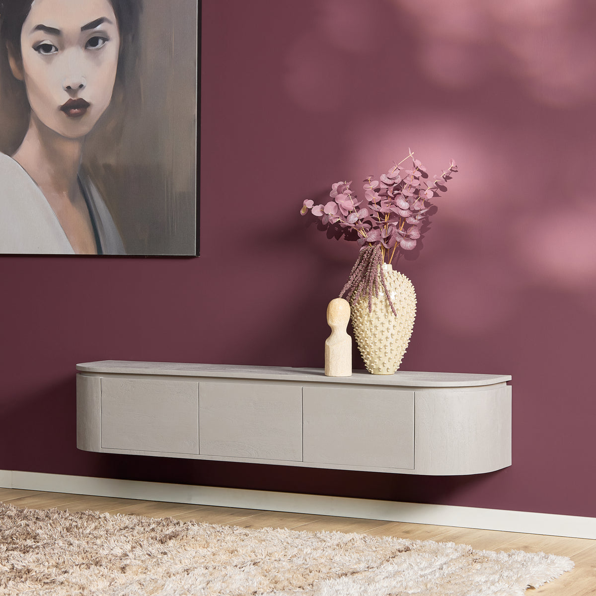 Zwevend TV-meubel Nivara - Naturel - 120 cm