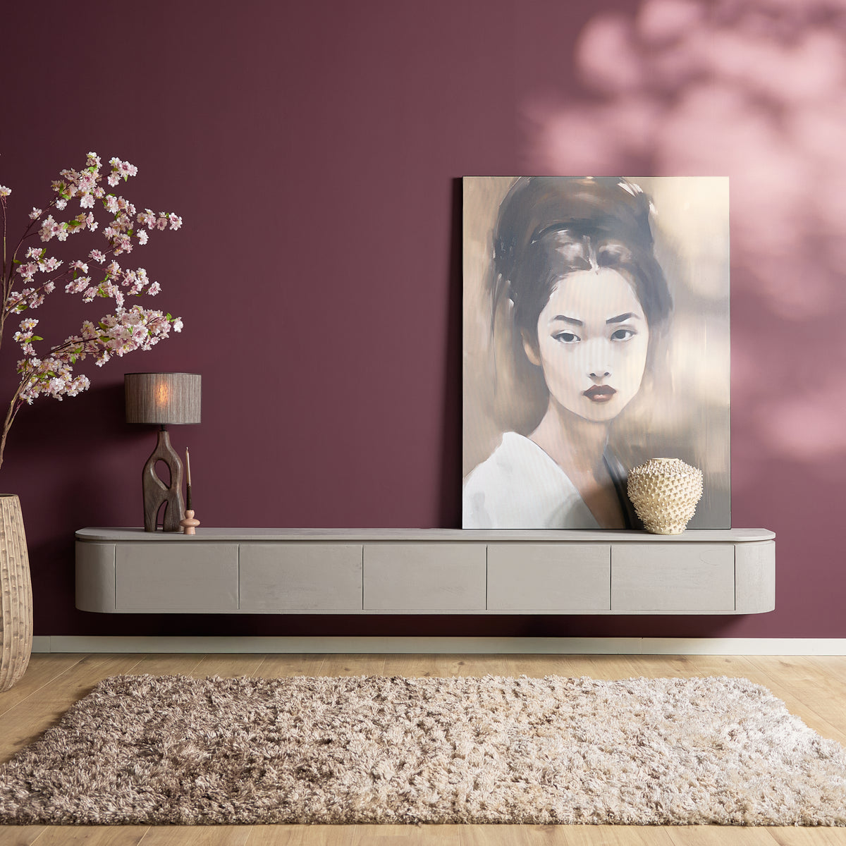 Zwevend TV-meubel Nivara - Naturel - 120 cm