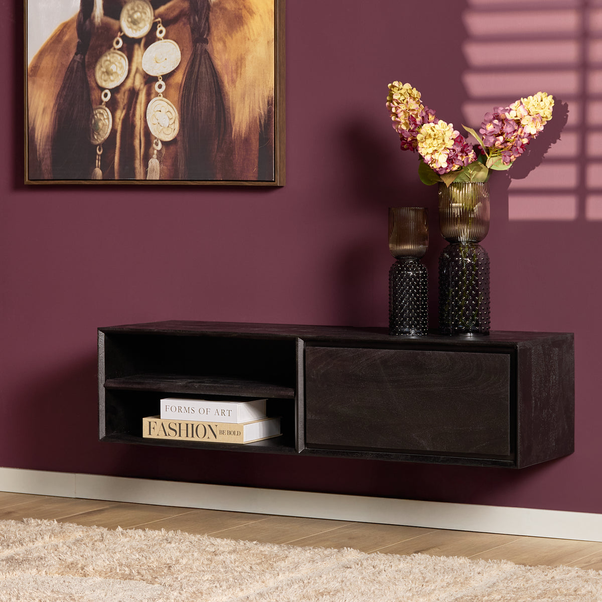 Zwevend TV-meubel Nivara - Naturel - 120 cm