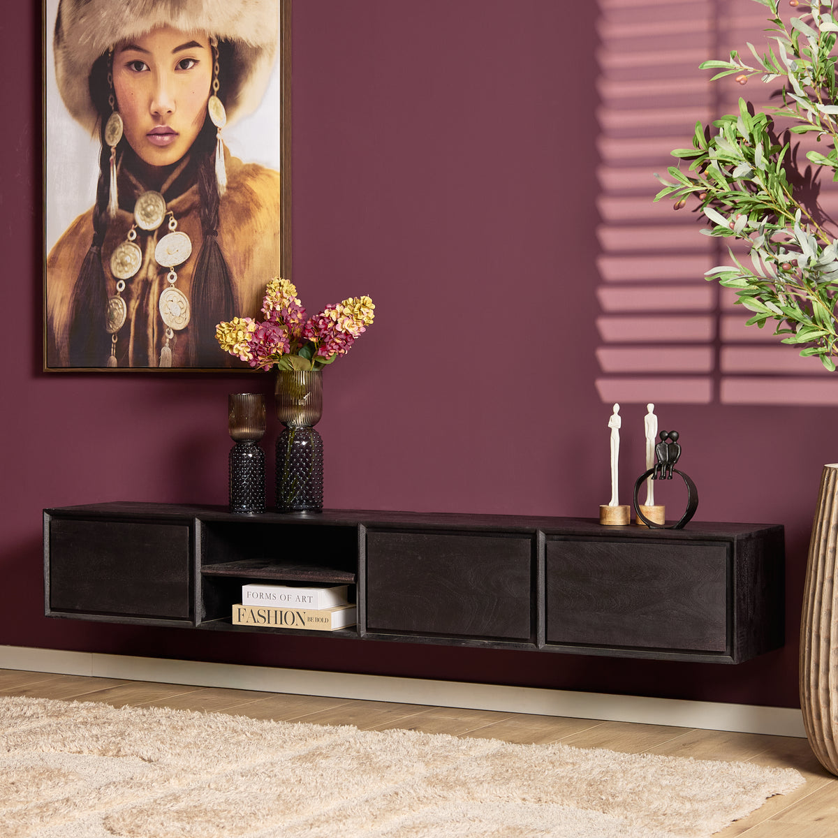 Zwevend TV-meubel Nivara - Naturel - 120 cm