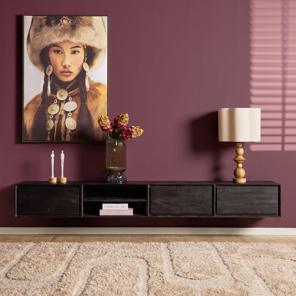 Zwevend TV-meubel Nivara - Naturel - 120 cm