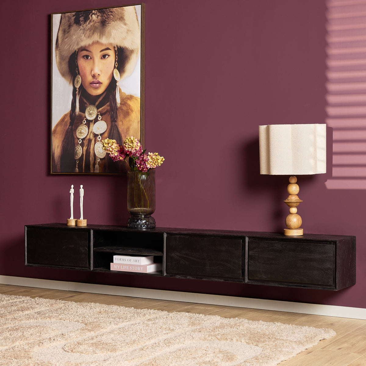 Zwevend TV-meubel Nivara - Naturel - 120 cm