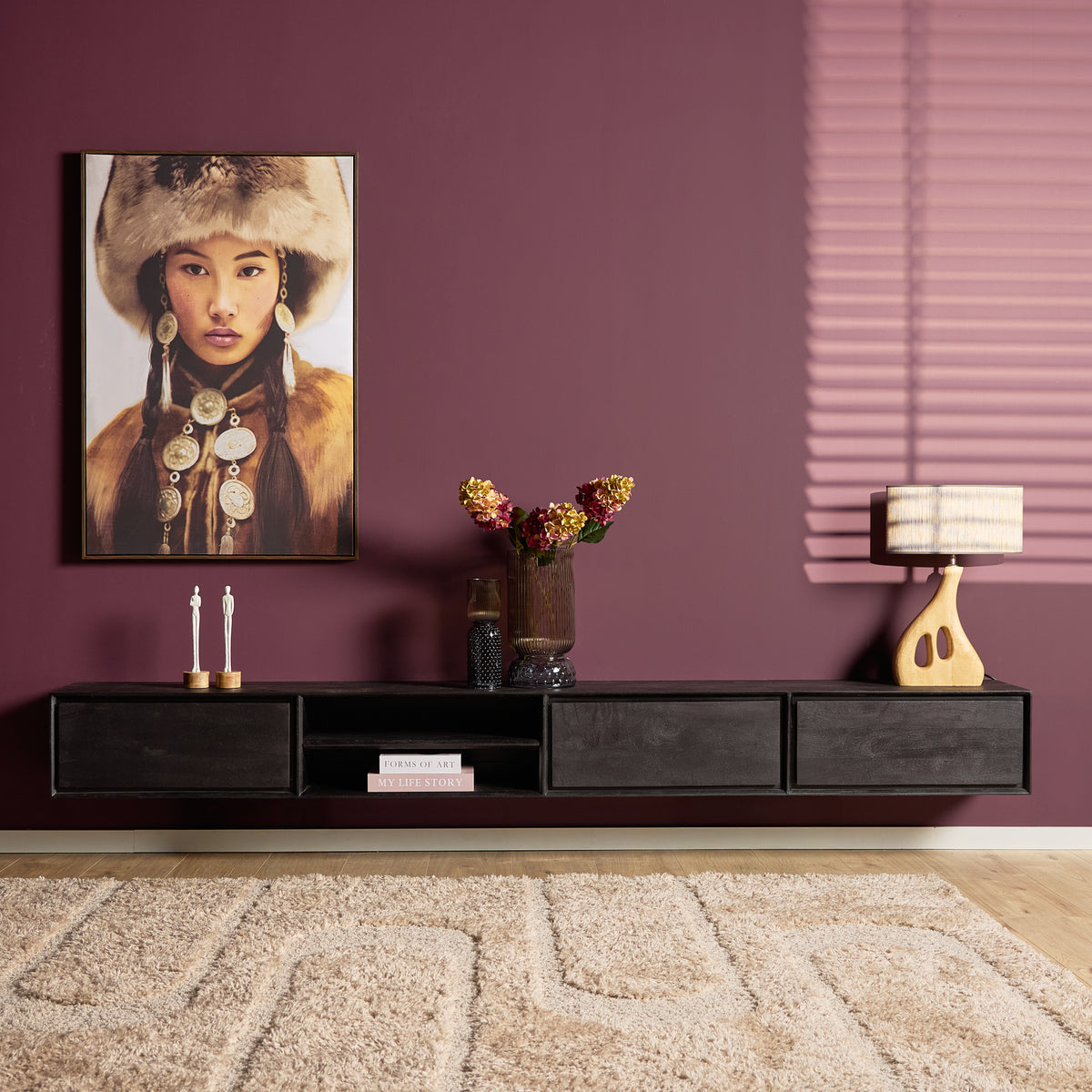 Zwevend TV-meubel Nivara - Naturel - 120 cm