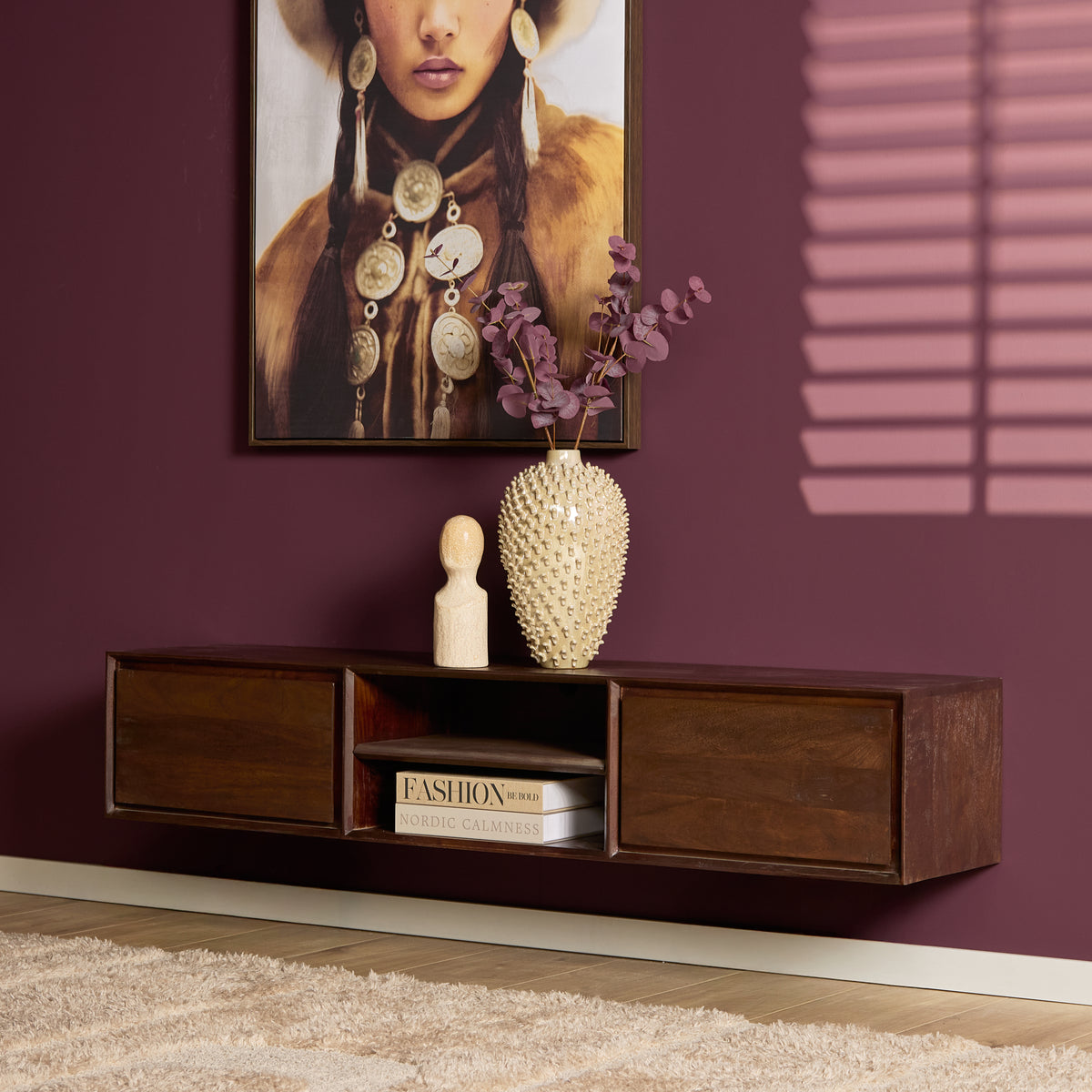 Zwevend TV-meubel Nivara - Naturel - 120 cm
