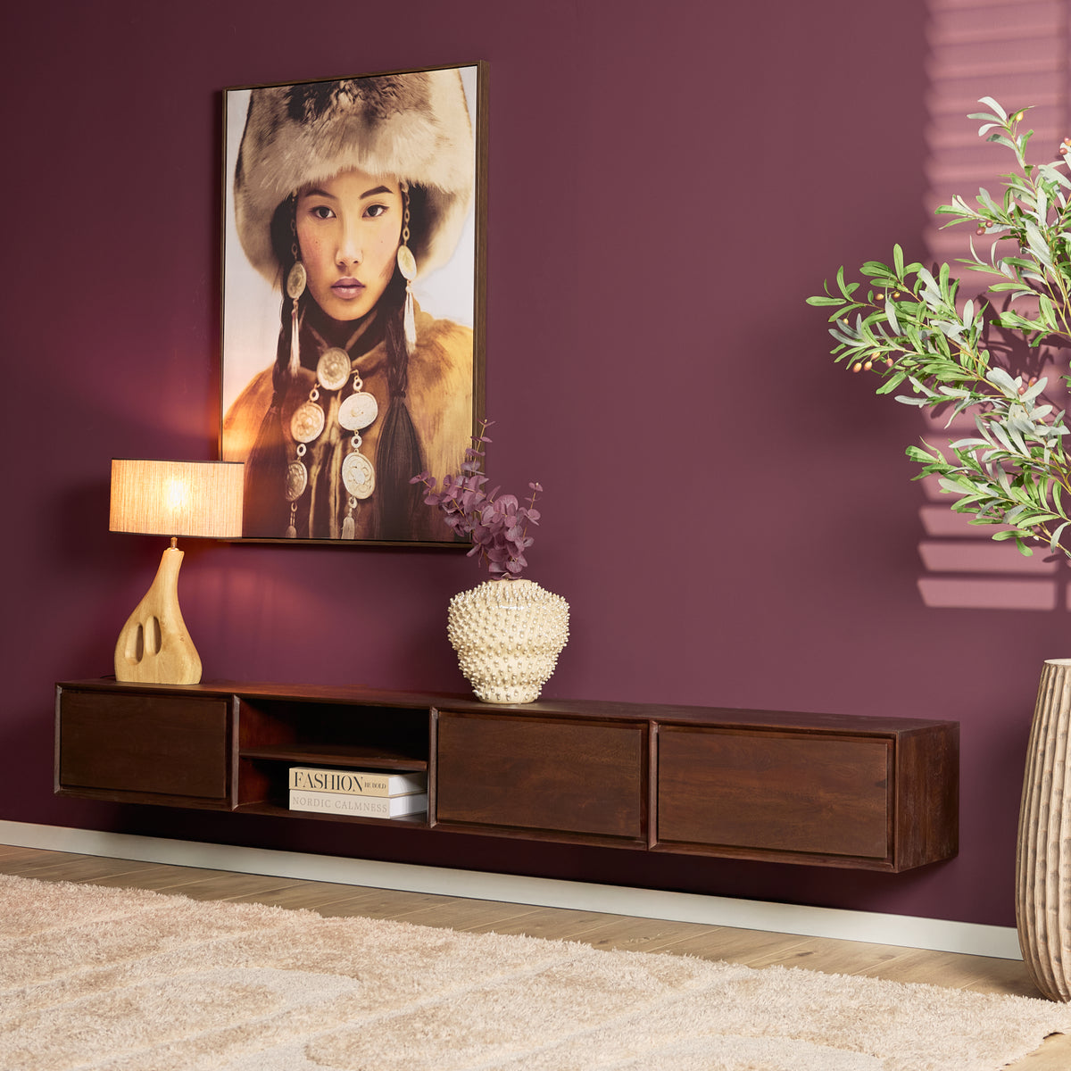 Zwevend TV-meubel Nivara - Naturel - 120 cm