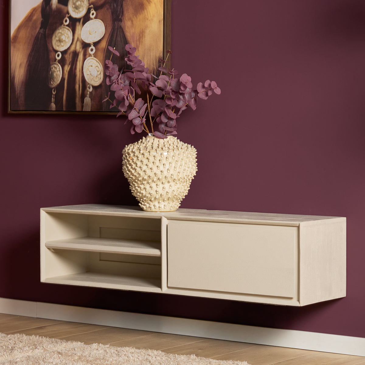 Zwevend TV-meubel Nivara - Naturel - 120 cm