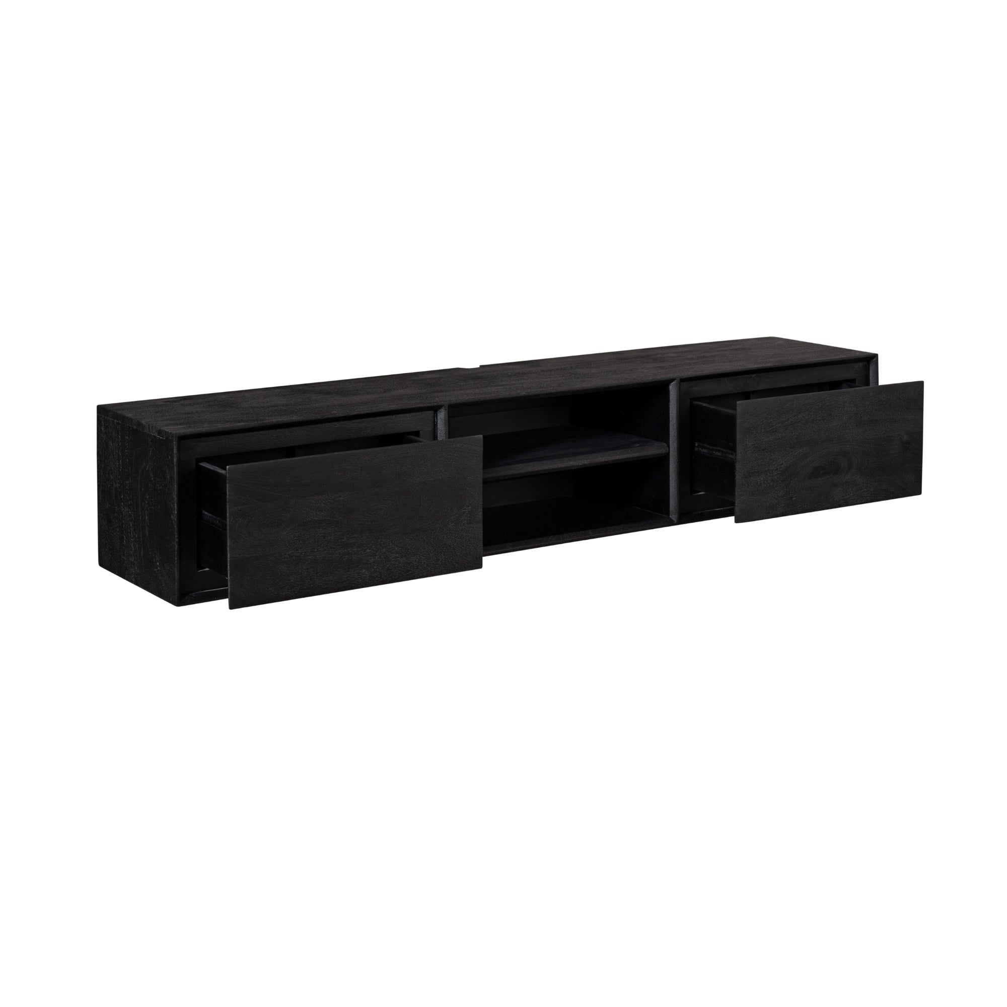 Zwevend TV-meubel Nivara - Zwart - 160 cm