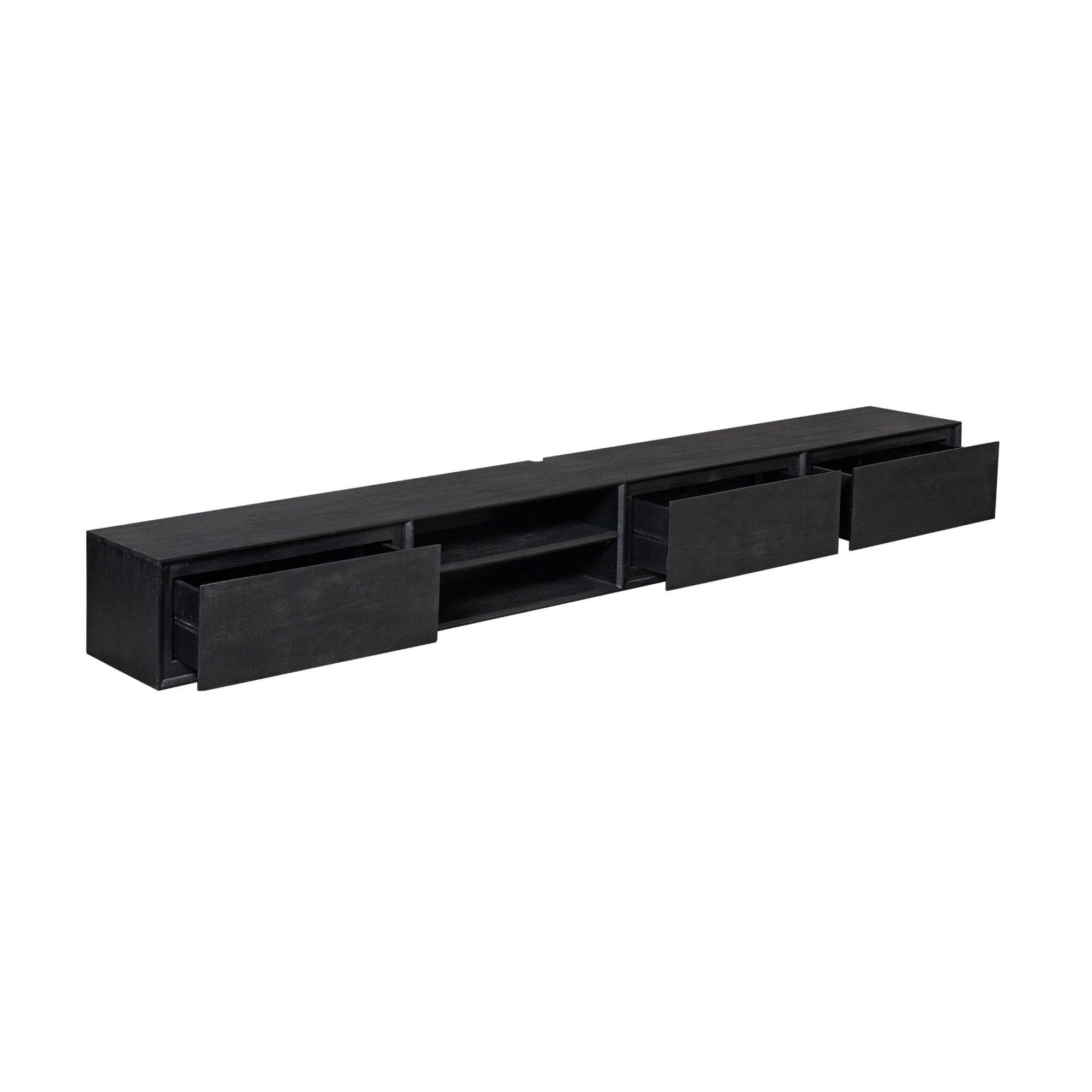 Zwevend TV-meubel Nivara - Zwart - 240 cm