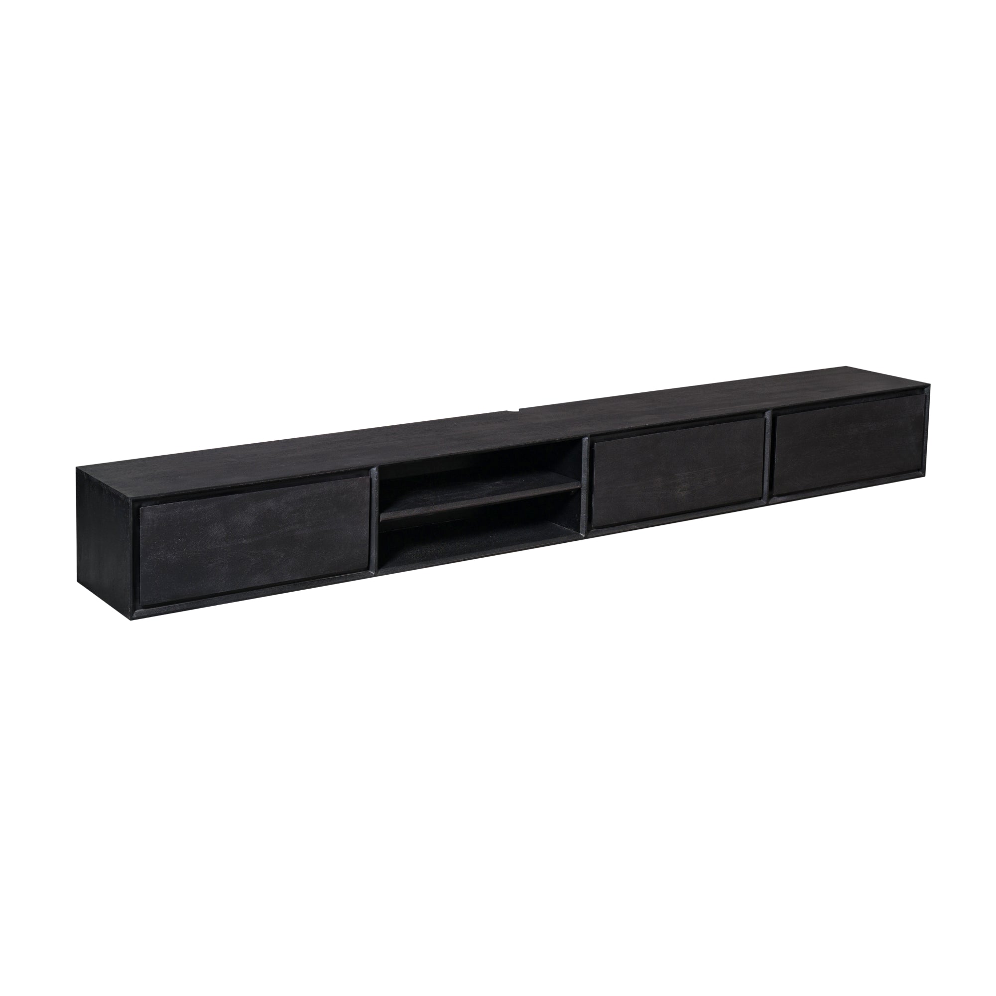 Zwevend TV-meubel Nivara - Zwart - 280 cm