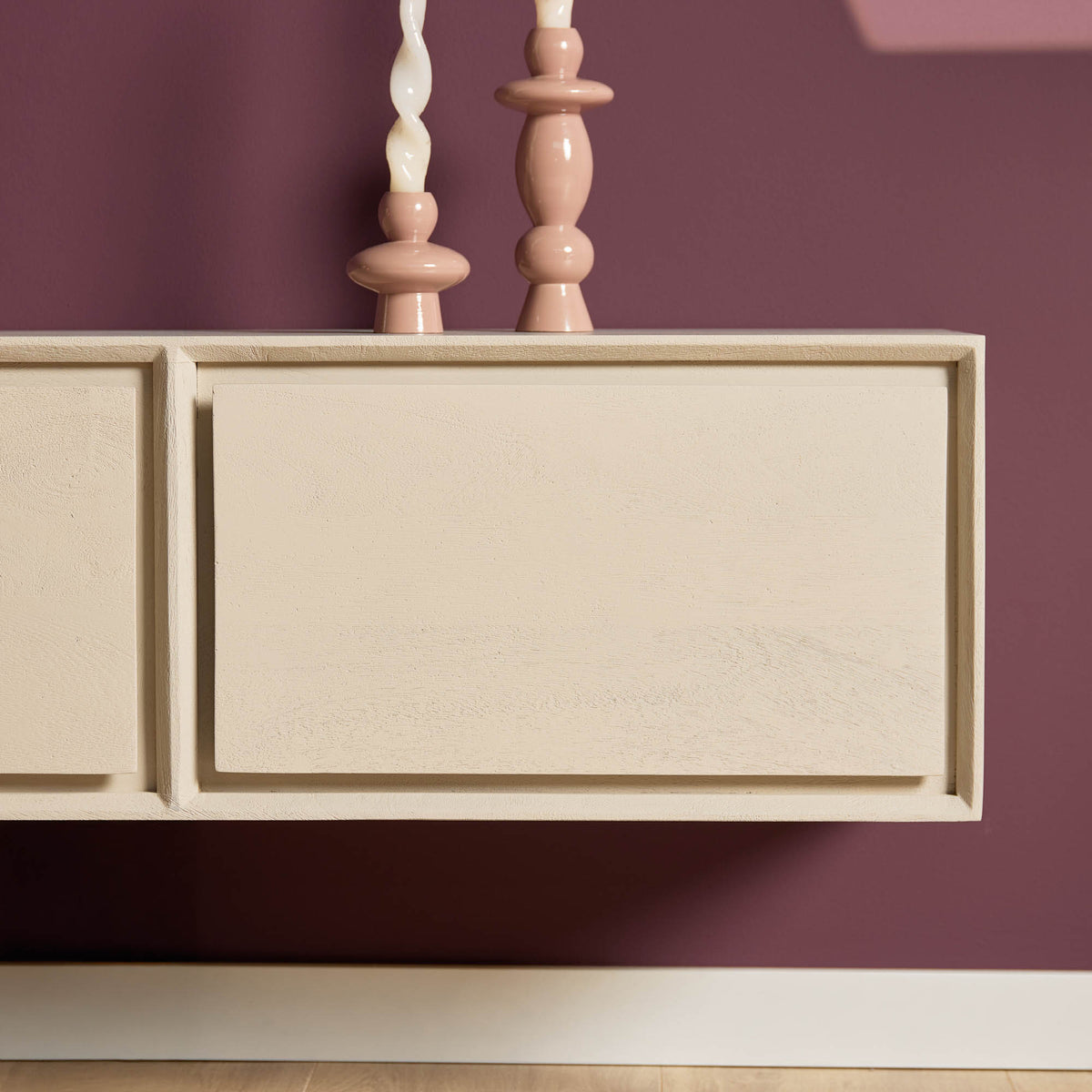 Zwevend TV-meubel Nivara - Beige - 240 cm