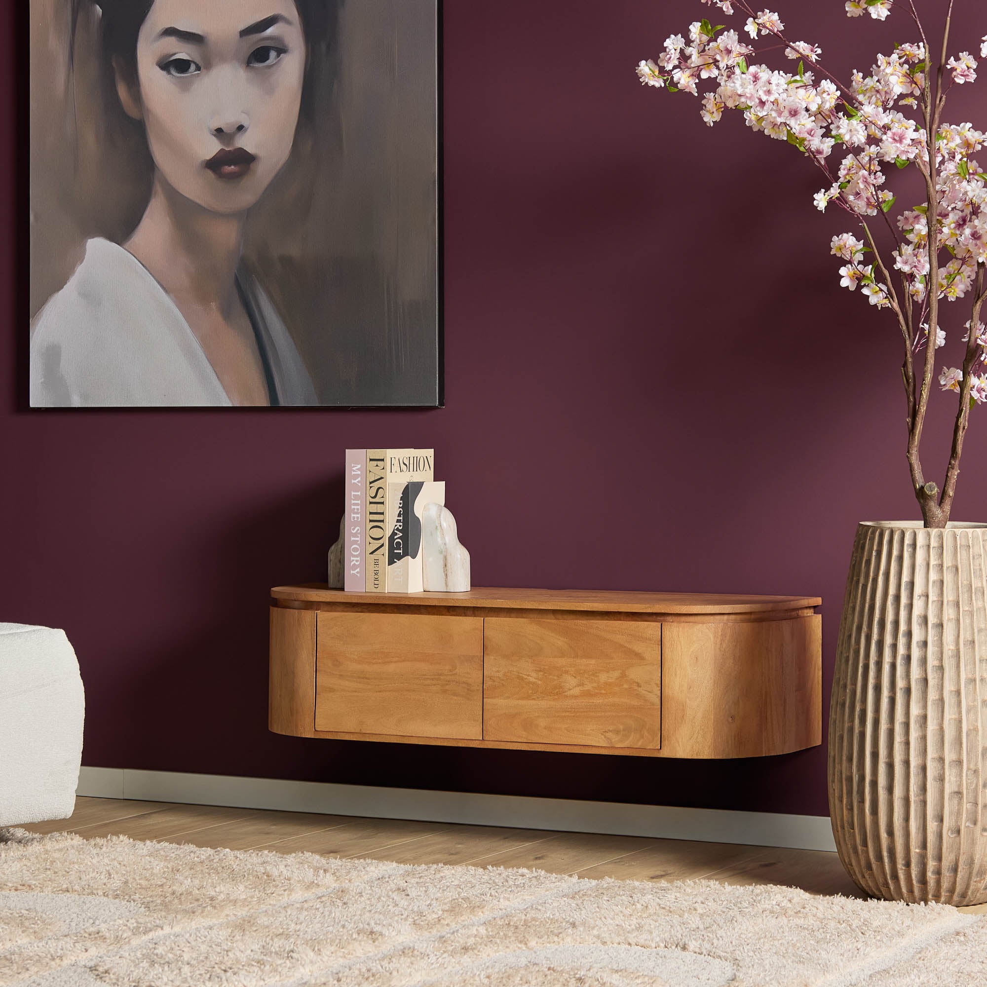 Zwevend TV-meubel Bloom - Naturel - 120 cm