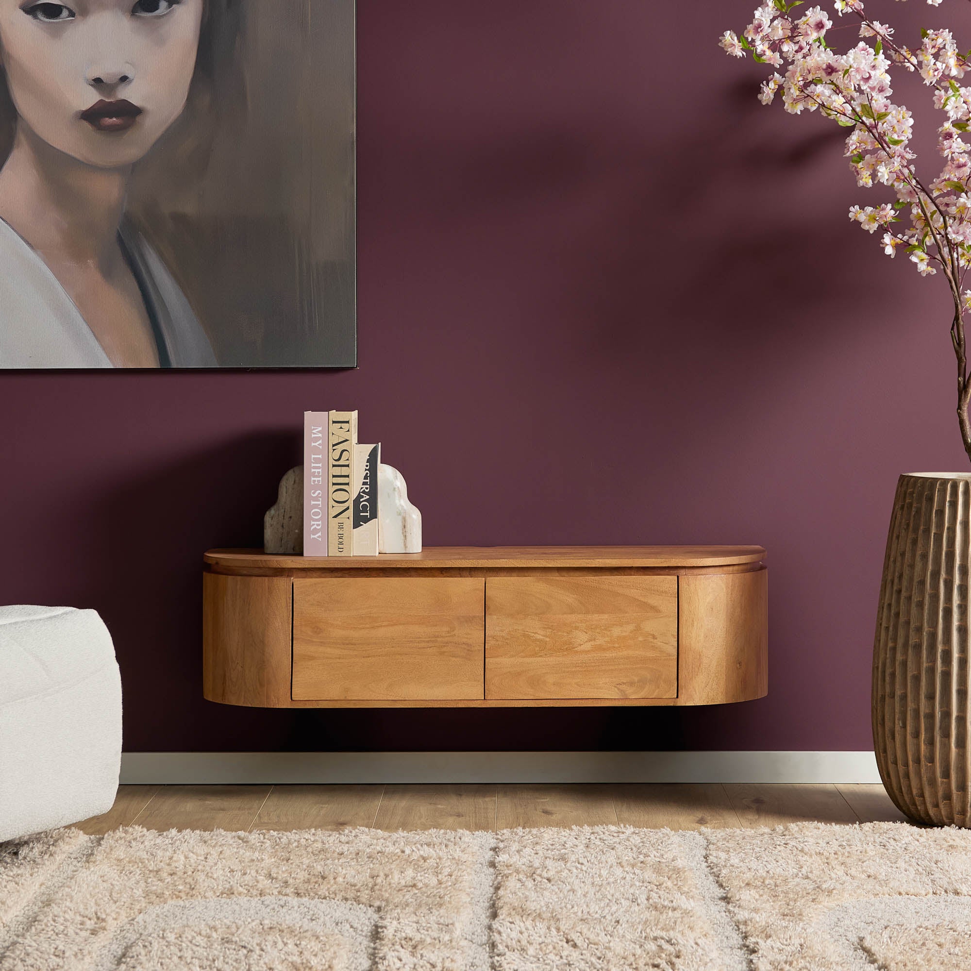 Zwevend TV-meubel Bloom - Naturel - 120 cm