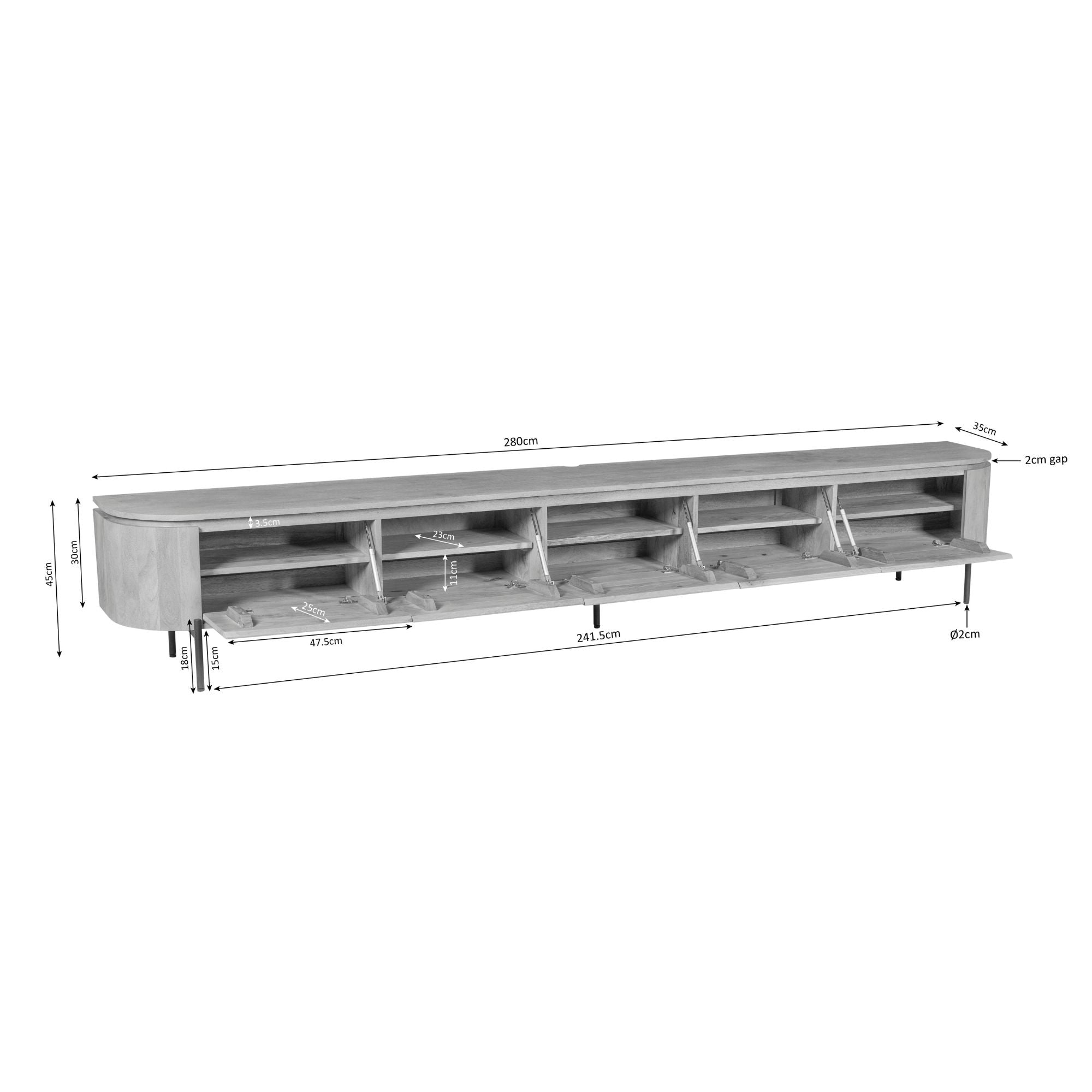 Zwevend TV-meubel Bloom - Naturel - 280 cm