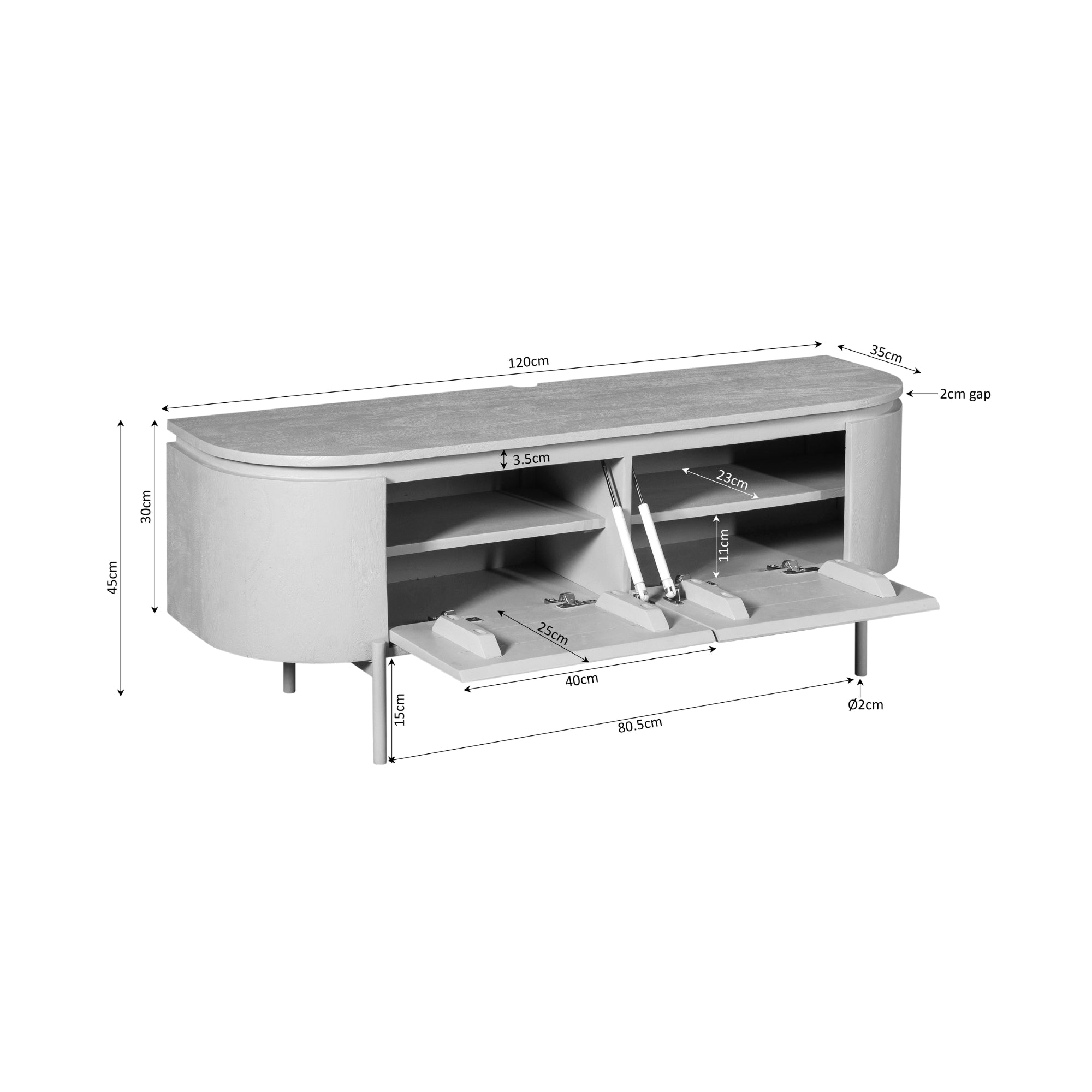 Zwevend TV-meubel Bloom - Zwart - 120 cm