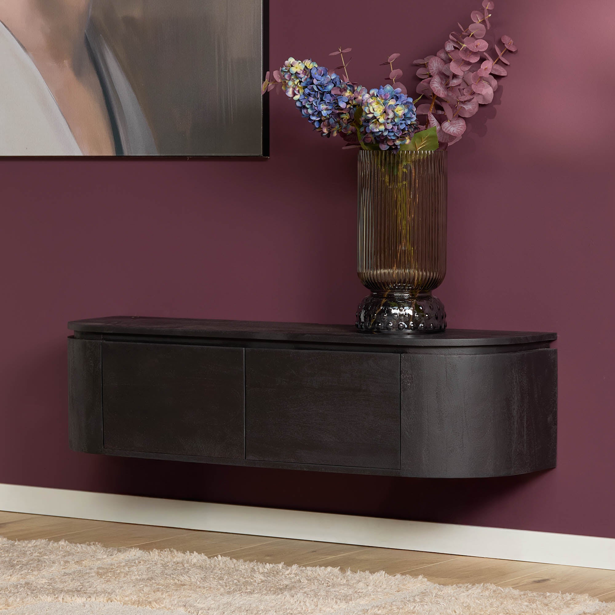 Zwevend TV-meubel Bloom - Zwart - 120 cm