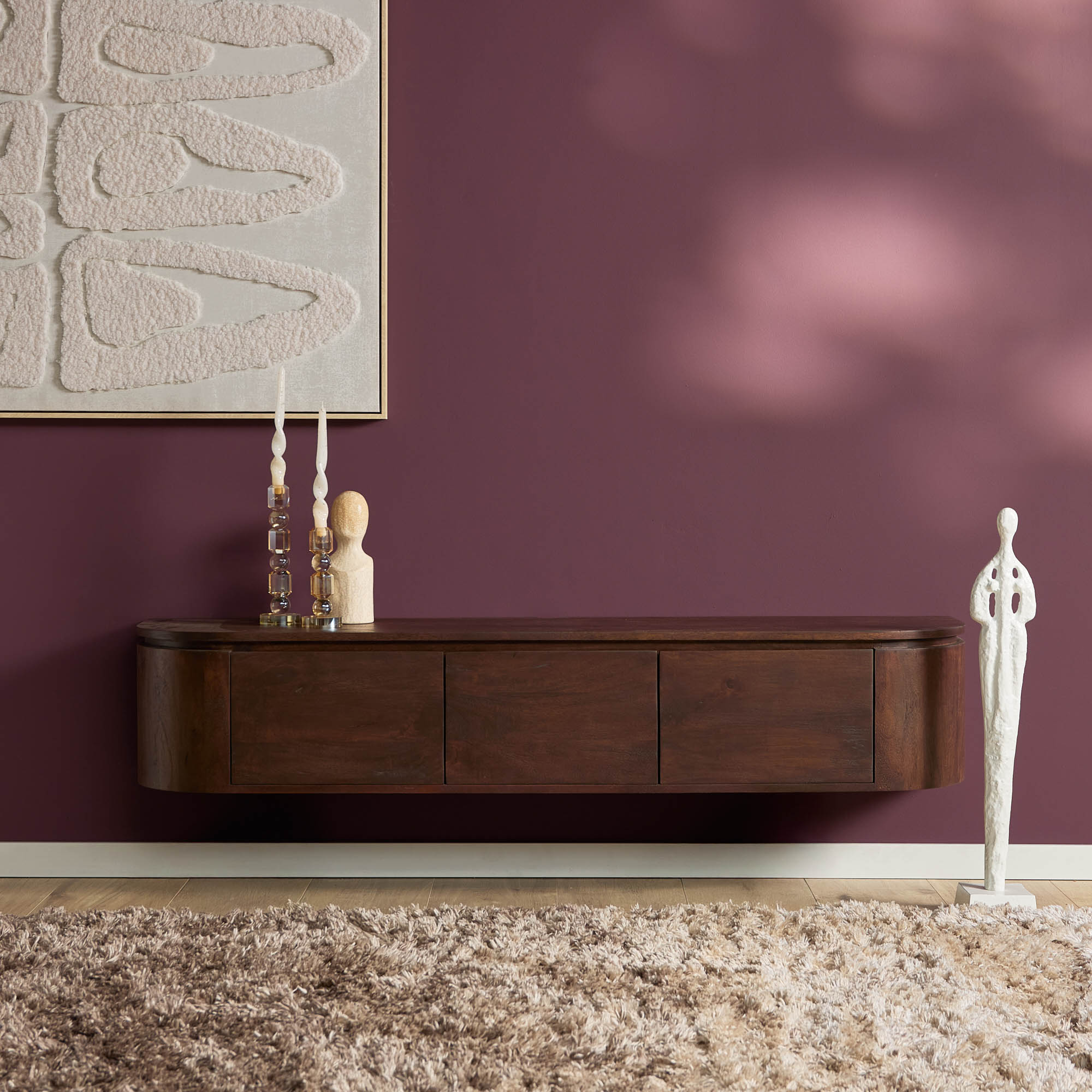 Zwevend TV-meubel Bloom - Bruin - 160 cm