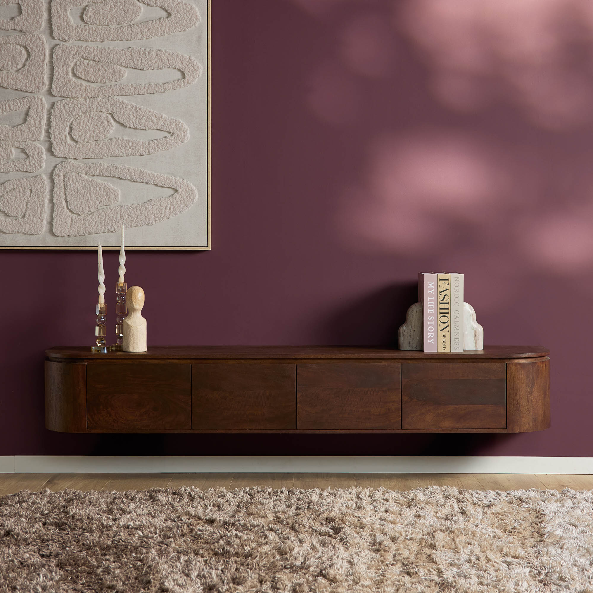 Zwevend TV-meubel Bloom - Bruin - 200 cm